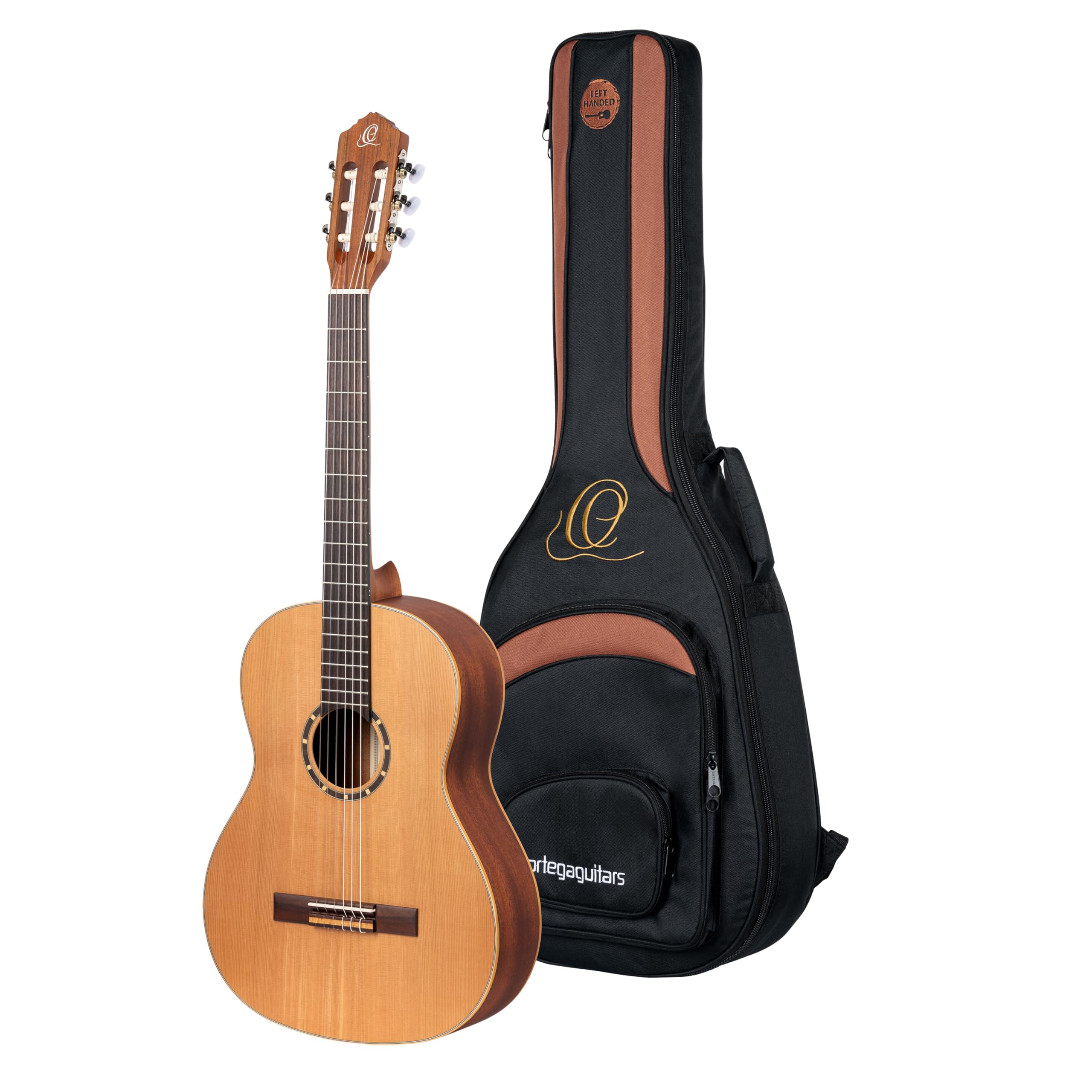 Ortega Guitars Chitarra Concerto per Mancini Slim Neck Full Size - Serie Family - include Gig Bag - mogano/top in cedro (R122SN-L)