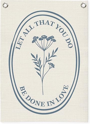 Arte cristiano de pared, diseño de flores de afirmaciones positivas para decoración de pared, bandera colgante de pared con texto en inglés "Let All