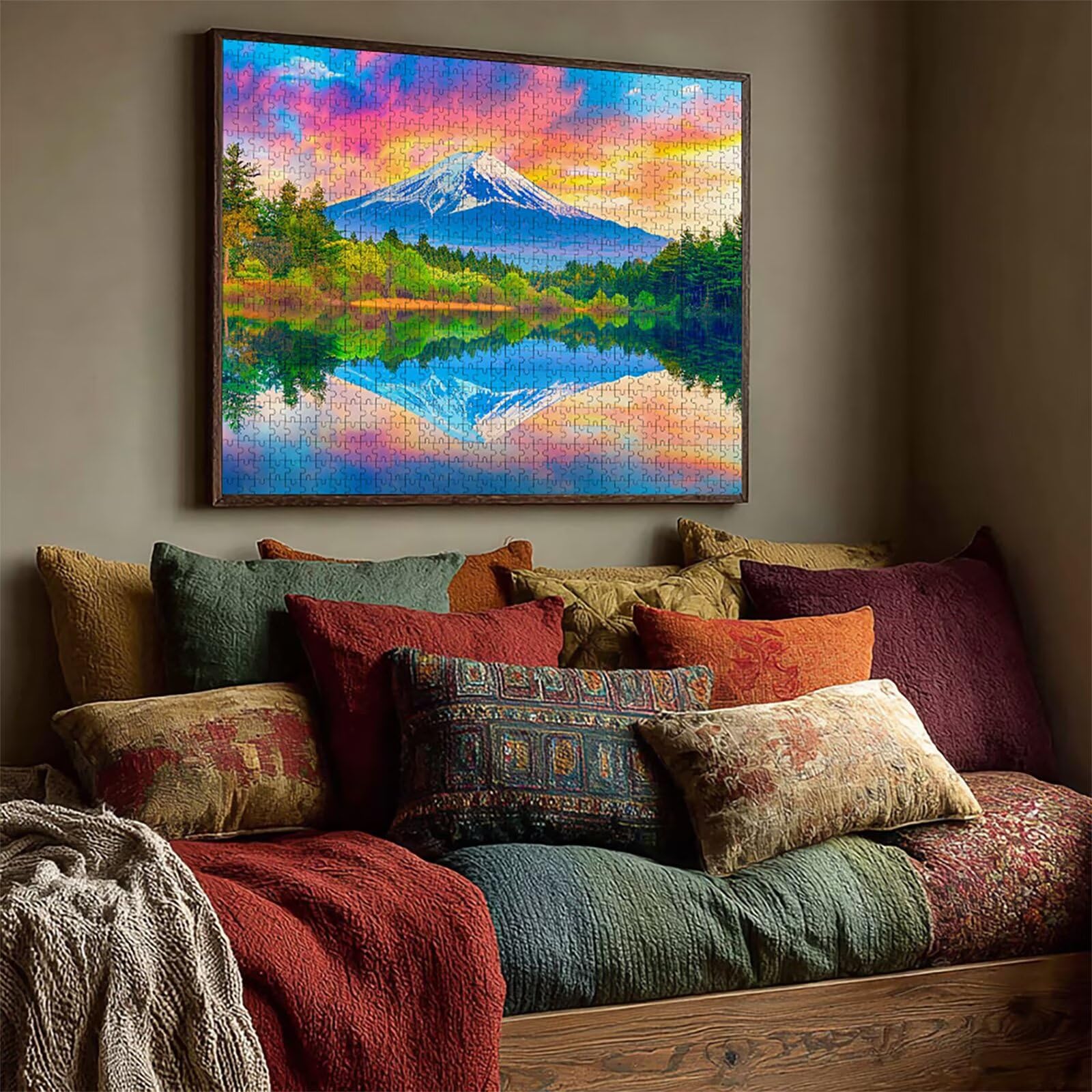 Puzzle 3000 elementów dla dorosłych, mocowanie Fuji, drewniane puzzle, 122 x 81 cm, części ściśle do siebie pasują, dla mężczyzn, kobiet, starszych seniorów, relaks i odstresowanie, prezenty