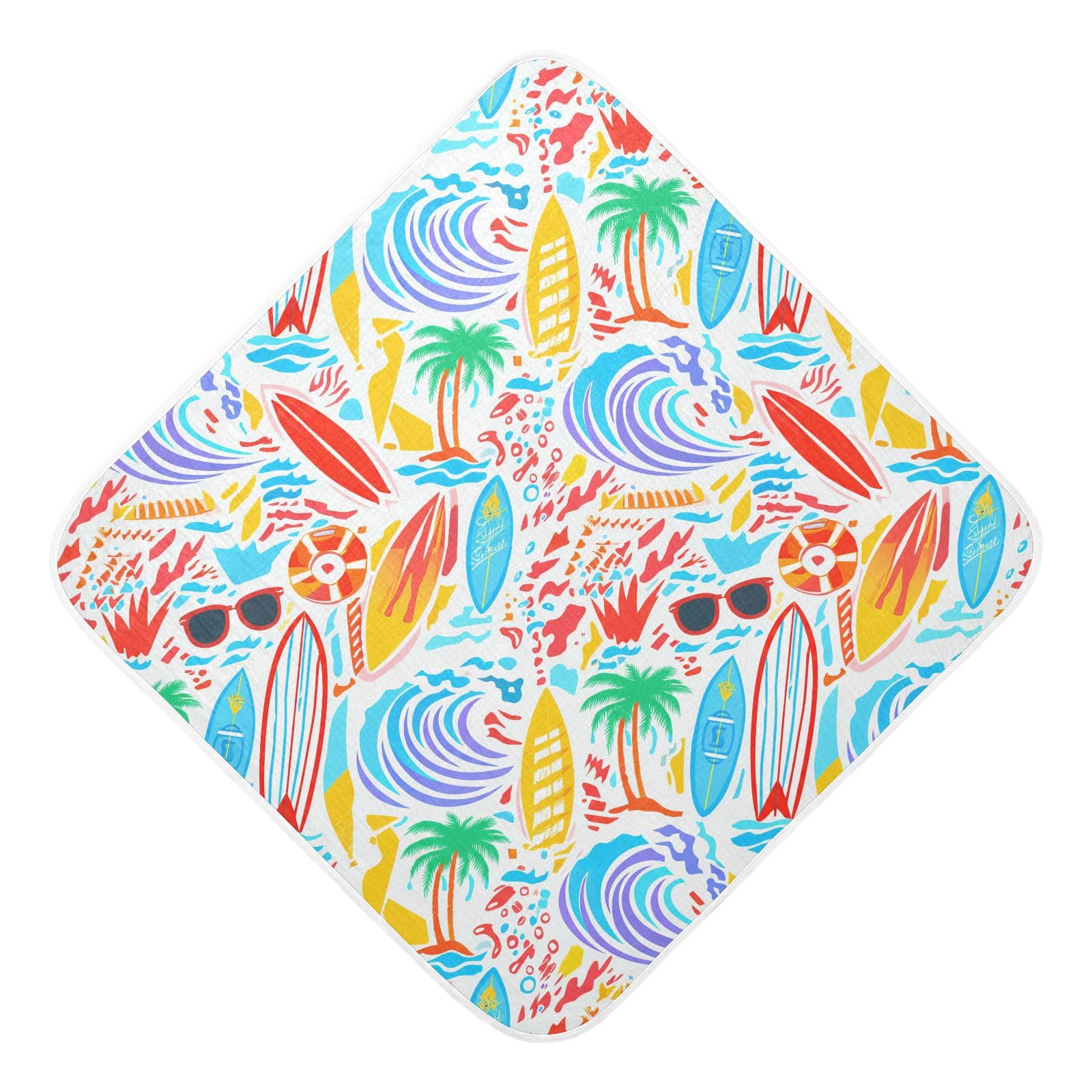 Msyxl Surfboard Waves Hooded Towel - Ultra Soft & Absorbent Muslin Cotton Bath Towel for Babies, Toddlers, Newborn - Boys & Girls Essential 35