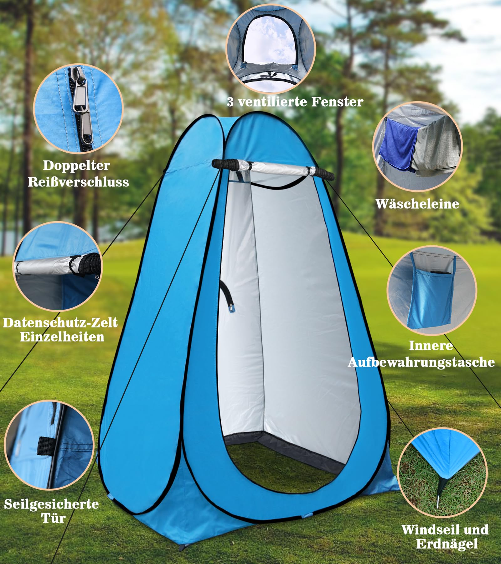 riggoo Shower Tent, Camping, Outdoor Toilet Tent, Changing Tent, Portable Shower Tent, Pop Up Tent, Private Tent, Mobile Outdoor Toilet Tent for 
