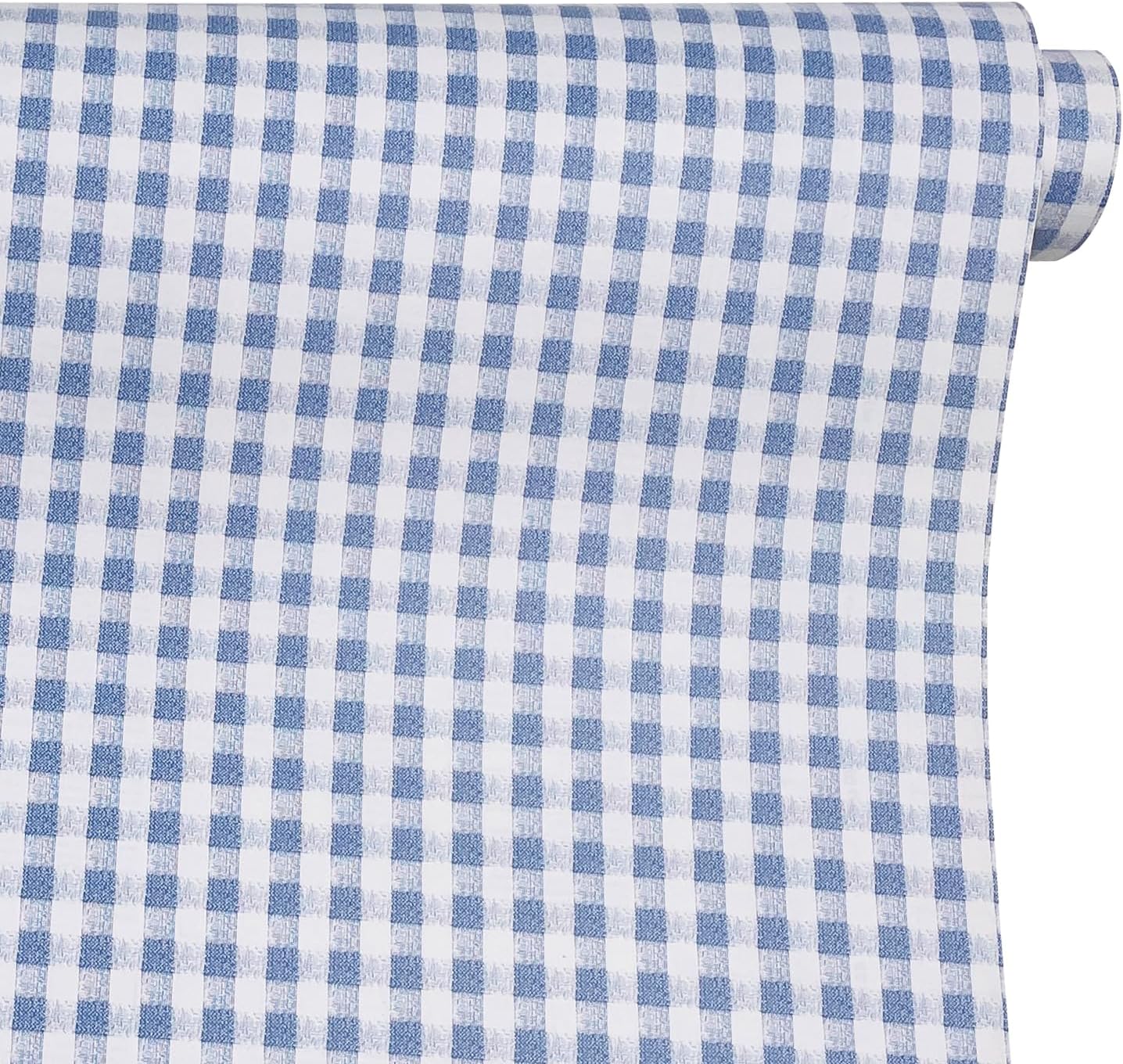 Shelf and Drawer Liner,Blue and White Gingham,19.7 feet Roll,Waterproof Non-Slip,Decorative Furniture Lining Paper (M-236.2x17.7 Inch)