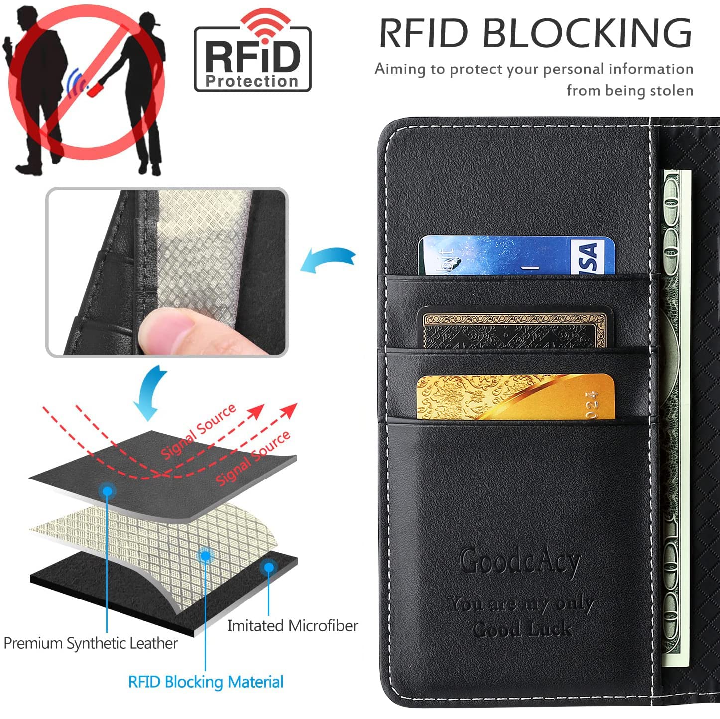 GoodcAcy Cover per iPhone 13 Pro con Penna, Cover a Libro Lusso PU Pelle Portafoglio Custodia Magnetica Flip Cover Wallet Case, Custodia in Pelle iPhone 13 Pro, Nero