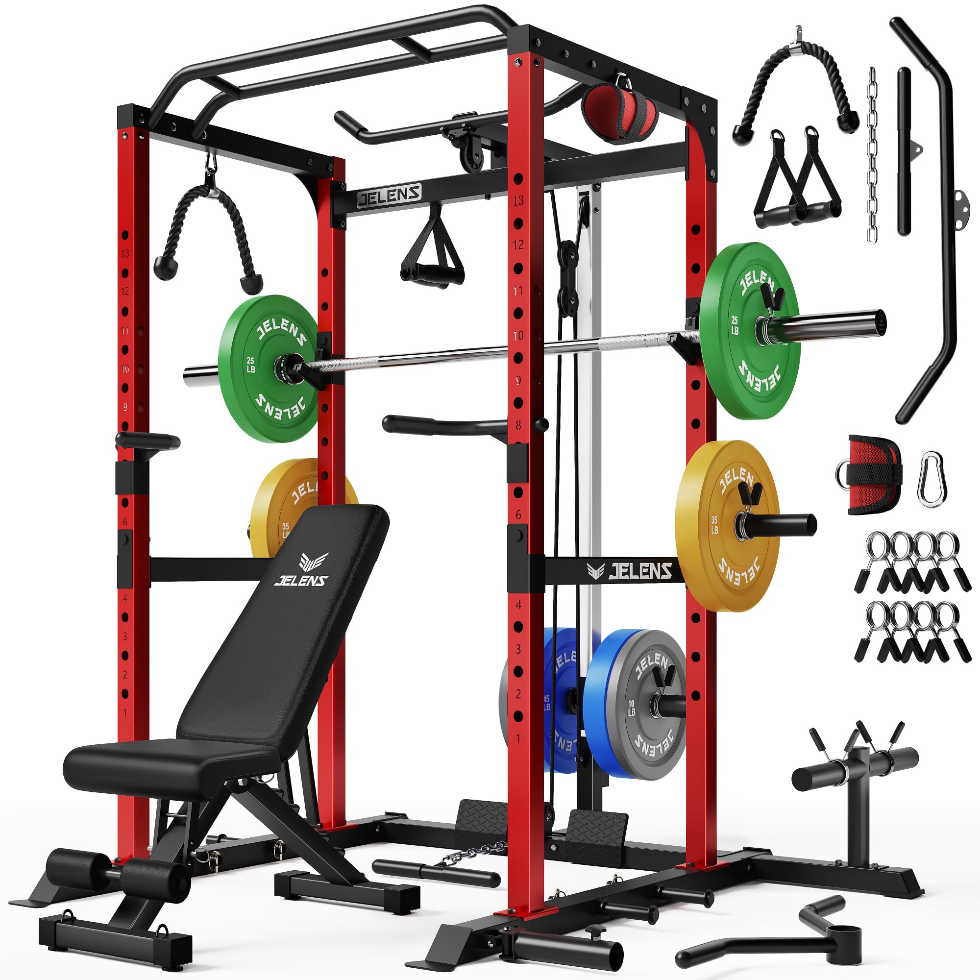 JELENS Power Cage - 2000LBS Home Gym Rack -14