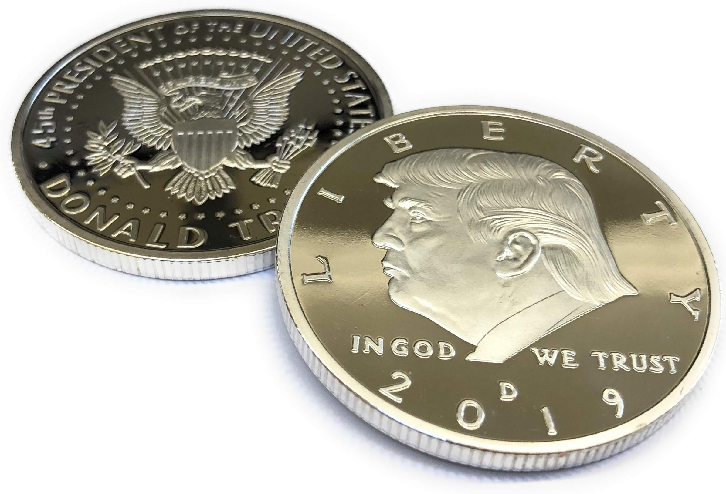 Aizics Mint Trump Coin; 2019 Donald Trump Large Silver Plated United States Eagle Commemorative Collectible Coin Certificate of Authenticity Original Design