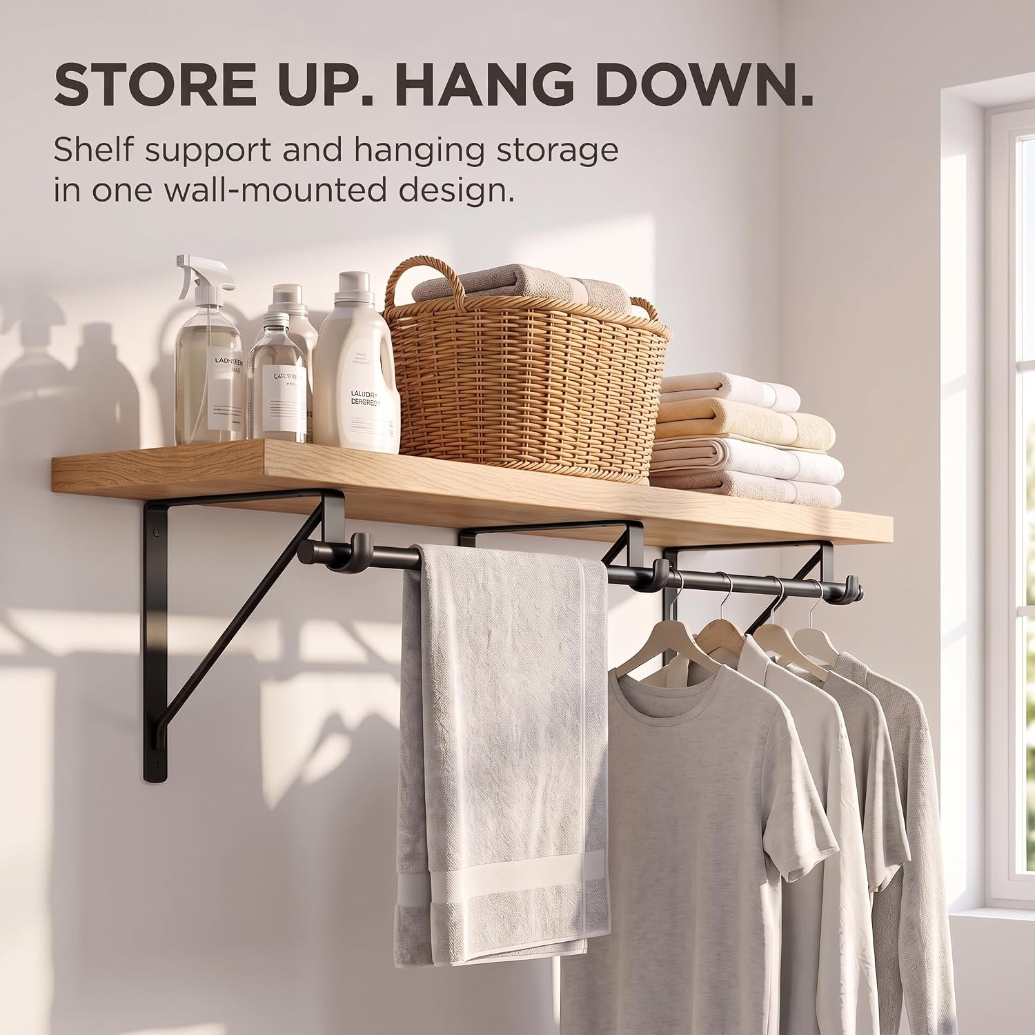 4 PCS Heavy Duty Closet Rod Bracket,11''x11'' Closet Shelf Brackets