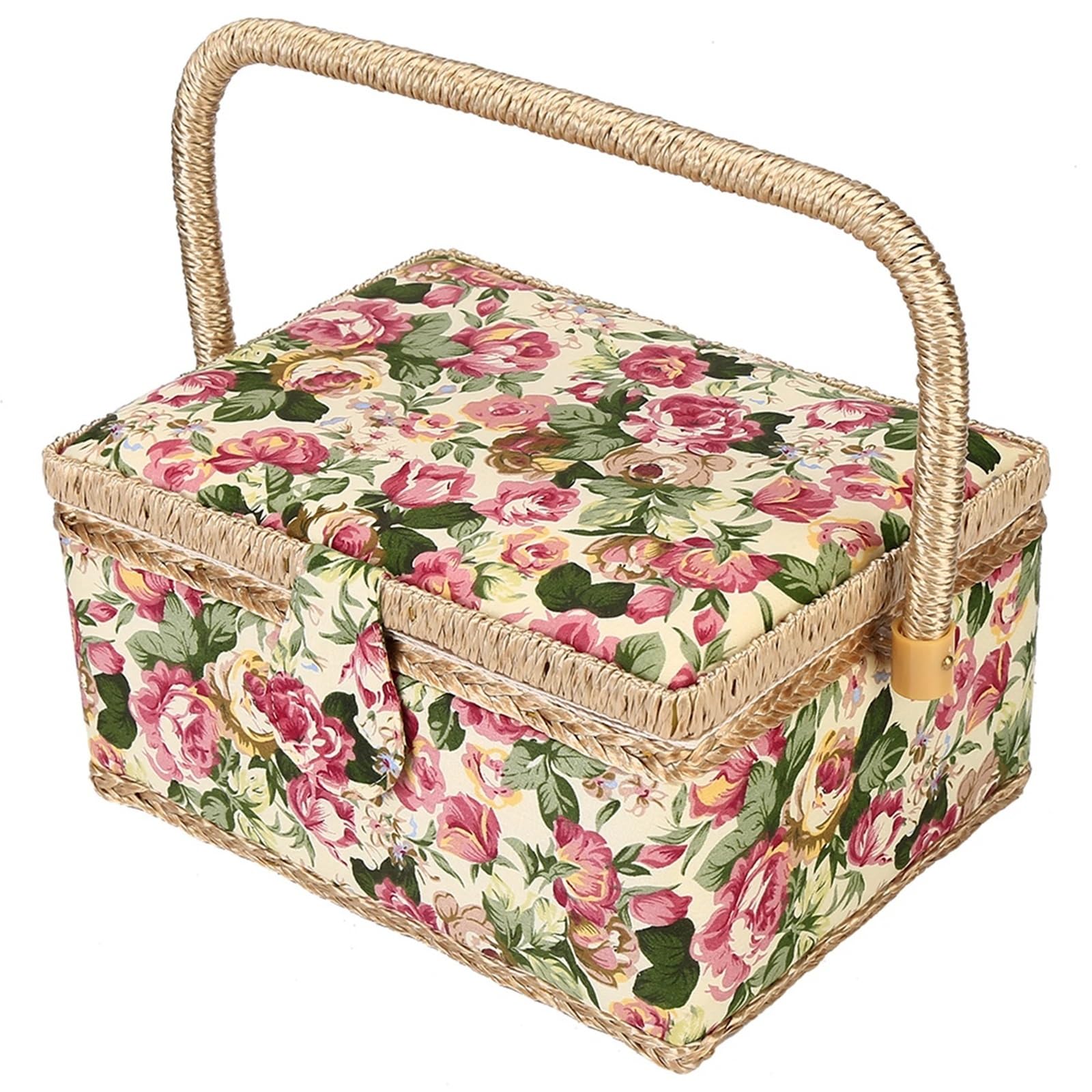 Cestino da cucito grande vintage for aghi, filo, metro a nastro e altra scatola for riporre accessori(Style B)