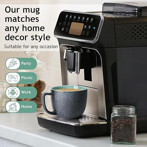 Miniatura 7 de MIAMIO - Juego de tazas de café de 6 x 16 onzas/tazas de café de gres grandes/modernas tazas de café - Colección Las Palmitas