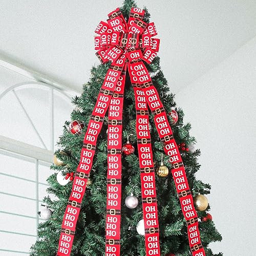 Miniatura 43 de Decoración para árbol de Navidad, lazo grande verde para árbol de Navidad, lazos de regalo de poliéster con puntos rojos y verdes, lazos de regalo