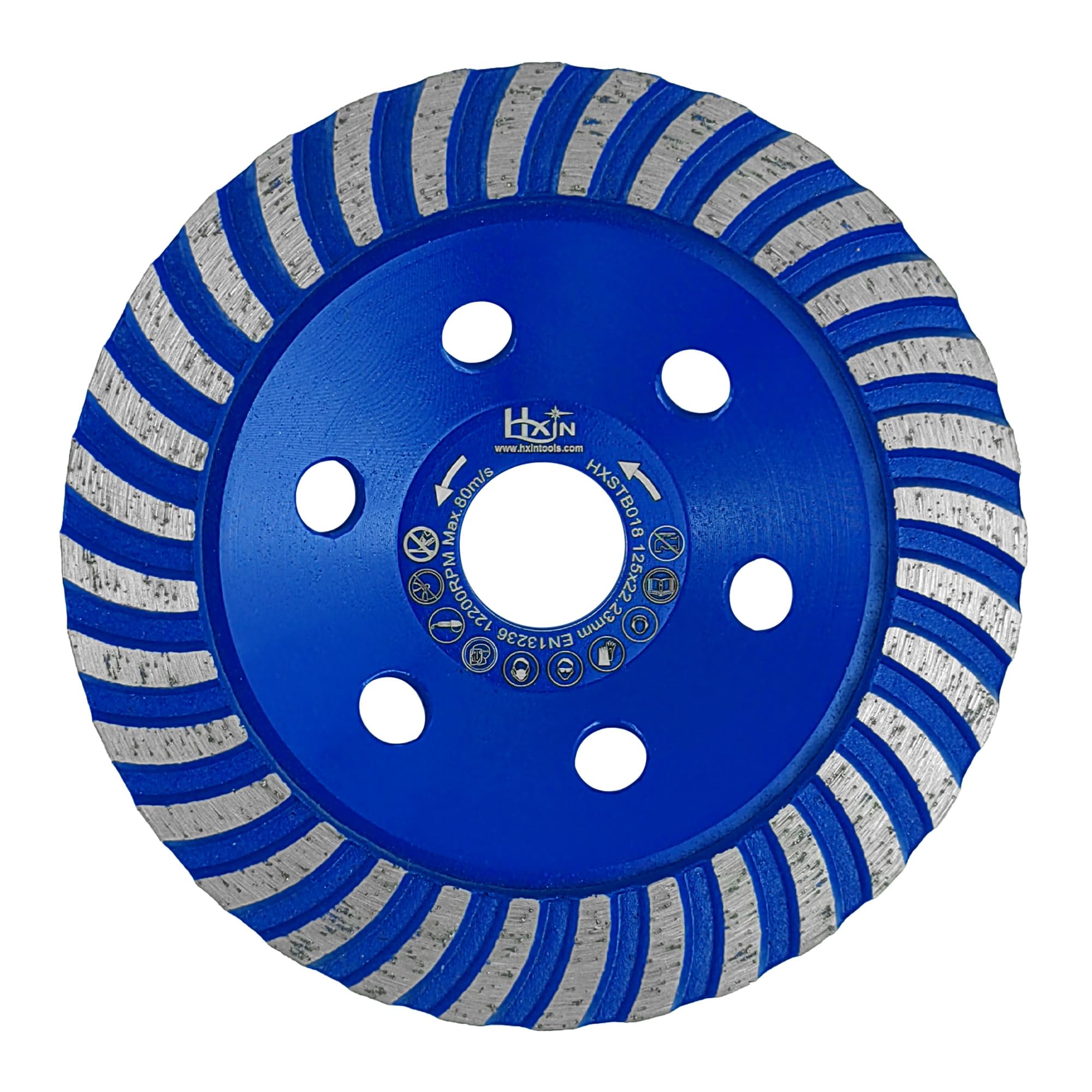 HXIN NBB Diamond Surface Grinding Wheel Diamond Cup Grinding Disc Turbo Cutter 5" with 7/8" bore Grinding High Efficiency Durability Dry or Wet Grinding on Granite Marble Ceramic Tile Concrete Cement
