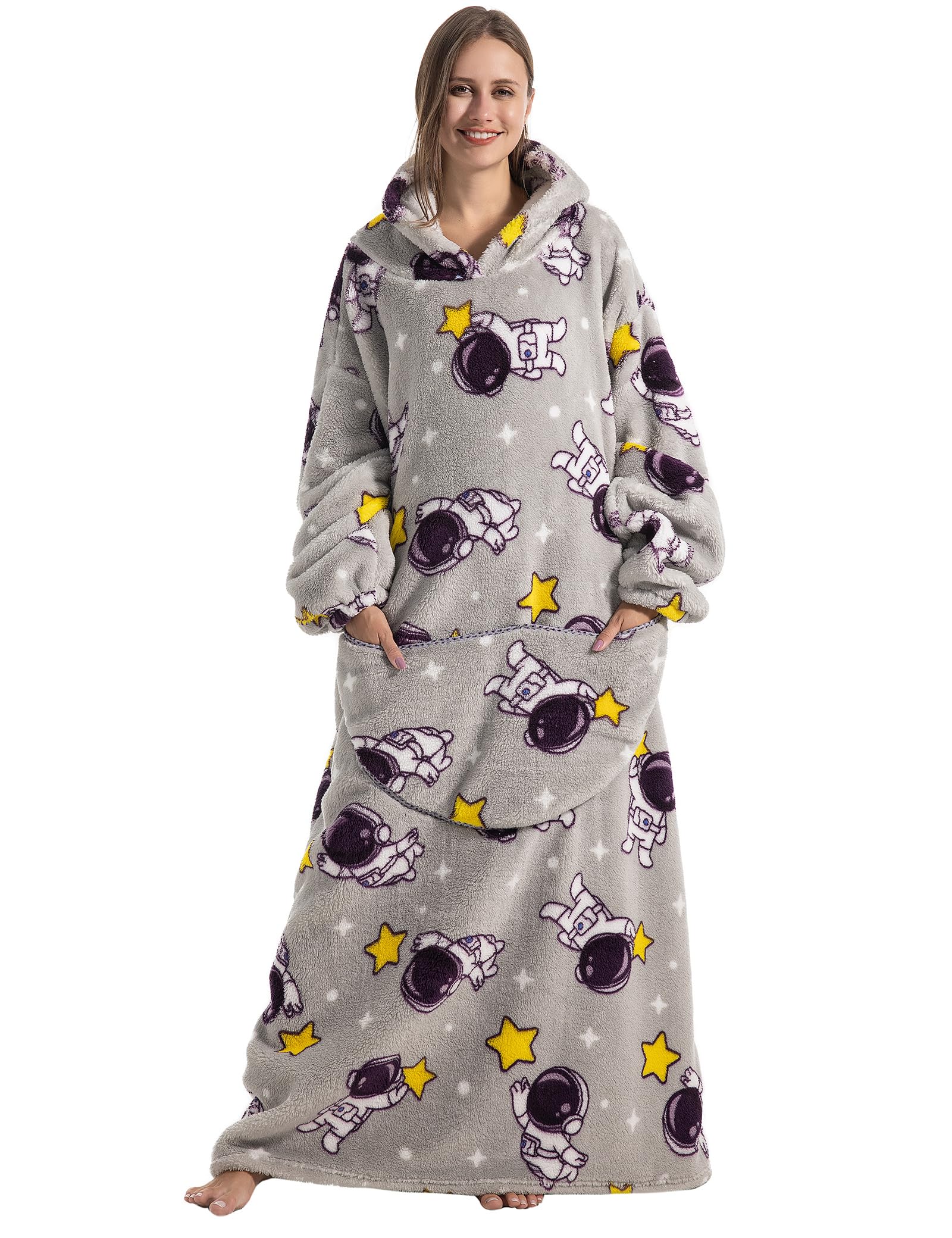 Shamdon Home Collection Oversized Blanket Hoodie for Women Men Adult - Extra Long Warm and Soft Snuggle Hooded Wearable Blanket Sweatshirt, Gifts for Christmas Birthday