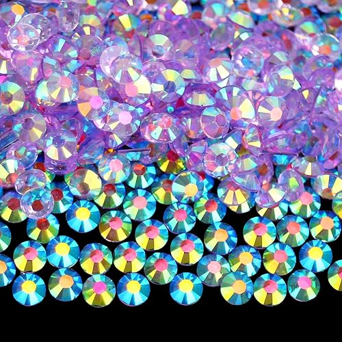 Miniatura 3 de Bolsa a granel al por mayor 2000 unidades de diamantes de imitación de resina de 0.197 in, diamantes de imitación transparentes de color morado