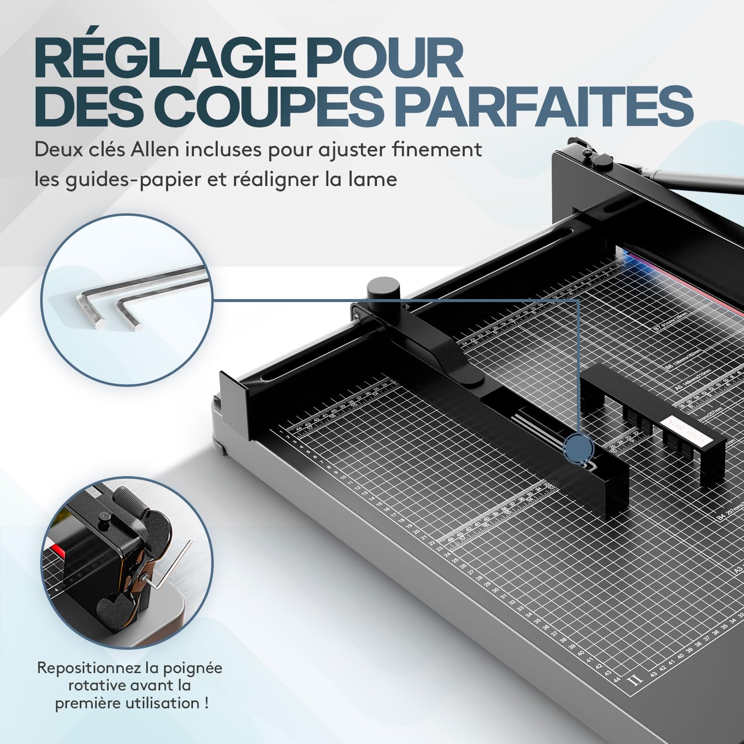 ACROPAQ Massicot professionnelle A3 - Jusqu’à 400 feuilles, Guillotine papier pour une coupe précise, Surface résistante aux rayures, Sécurité intégrée - Coupe papier guillotine