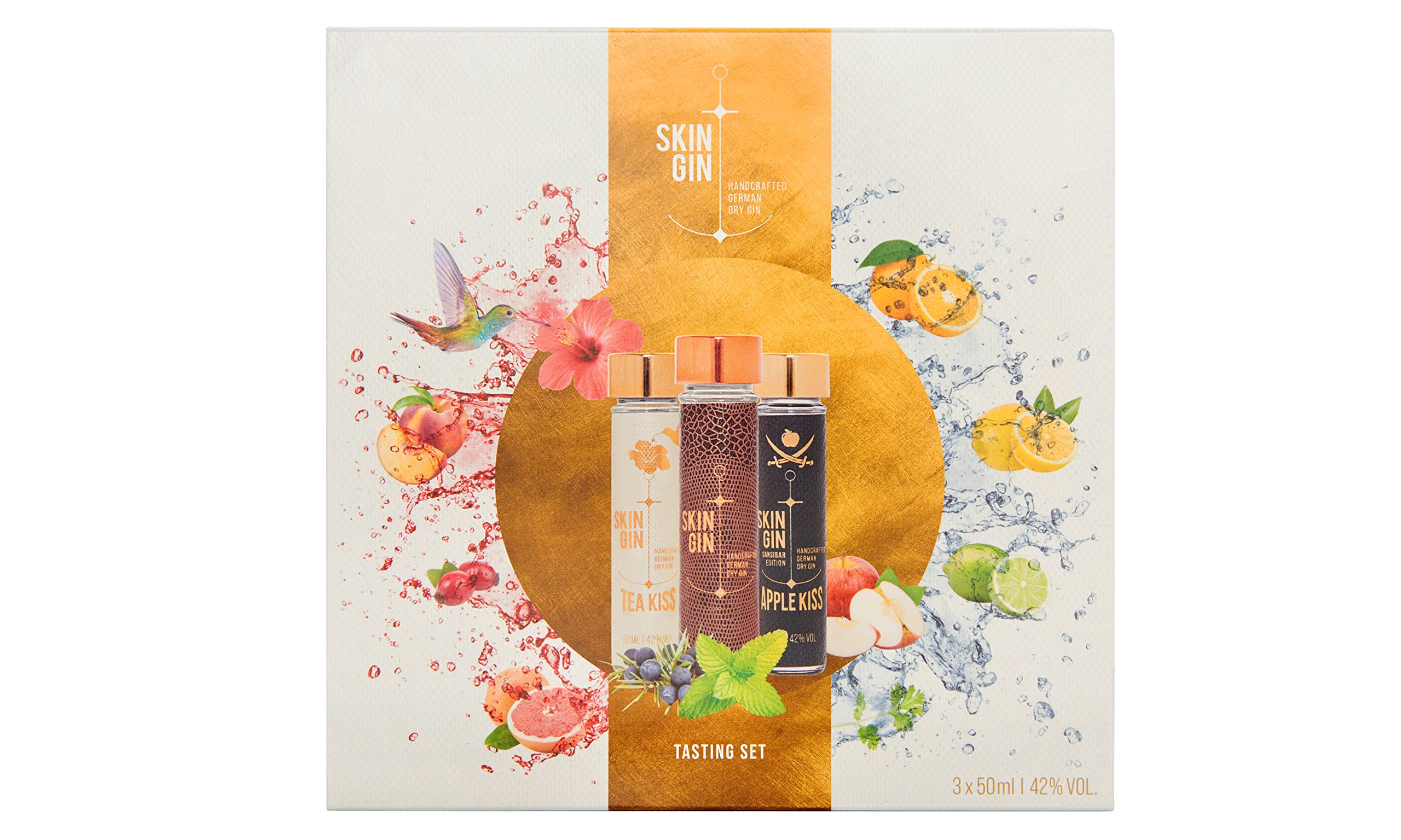 Skin Gin | Handcrafted German Gin | Tasting Set mit 3 x 50ml Probiergrößen | Manufaktur aus dem Alten Land | 42%