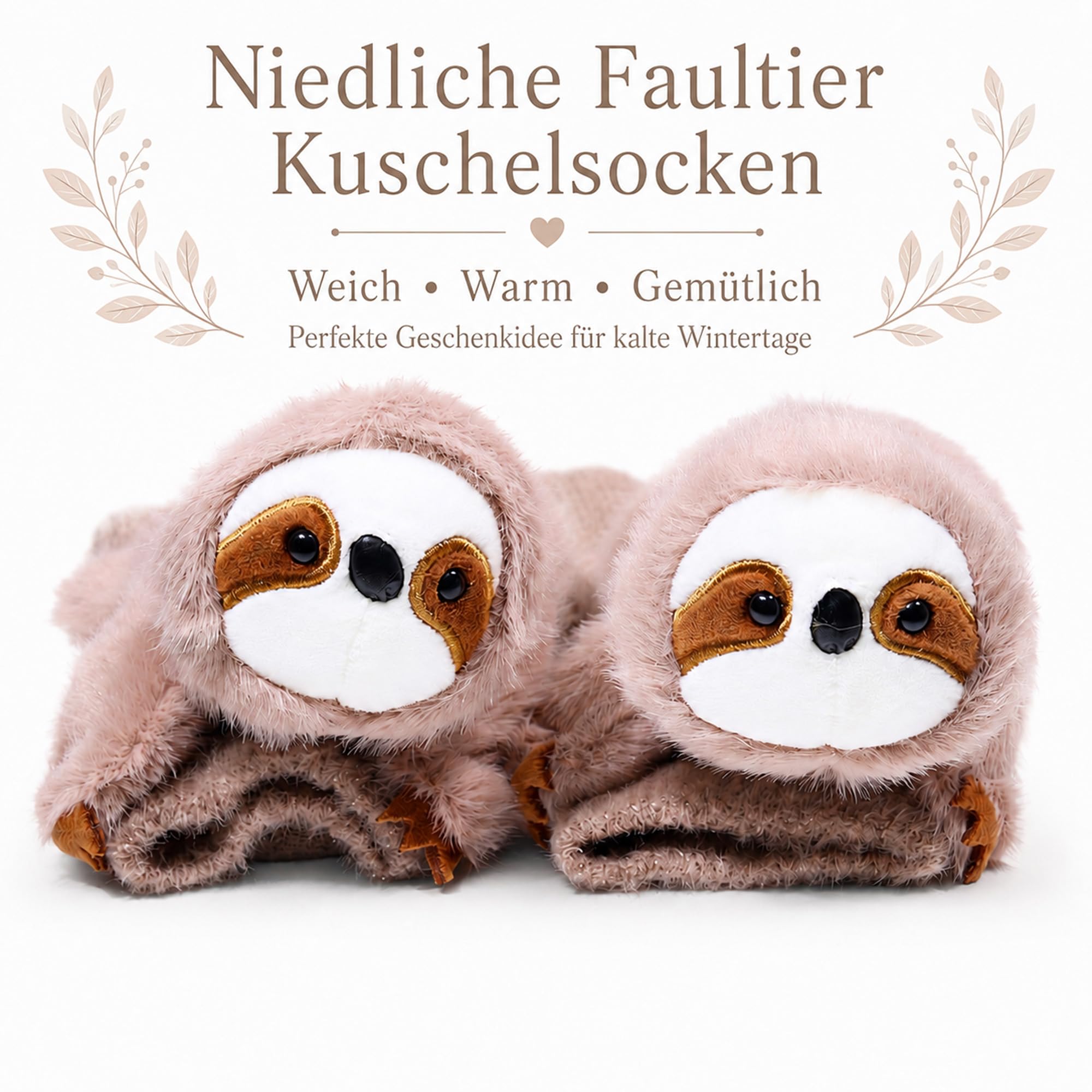 Faultier Socken Damen, 3D Tier Stricksocken mit niedlichem Faultier Design, warme Kuschelsocken für Winter, lustige Weihnachtssocken Geschenkidee für Mutter Frau Tochter Freundin