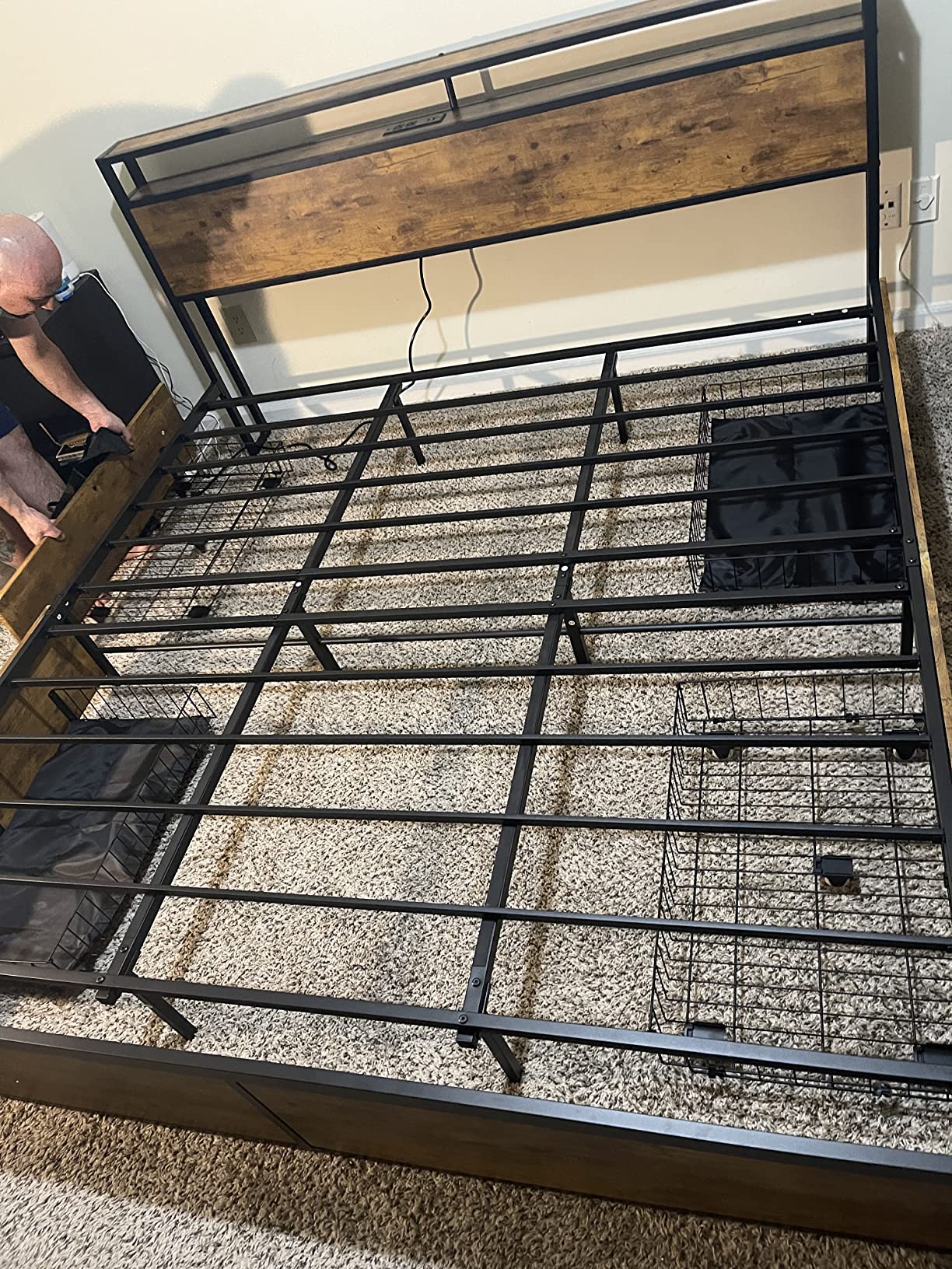 34/mo Finance LIKIMIO Queen Bed Frame with Storage Drawer, 2Tier