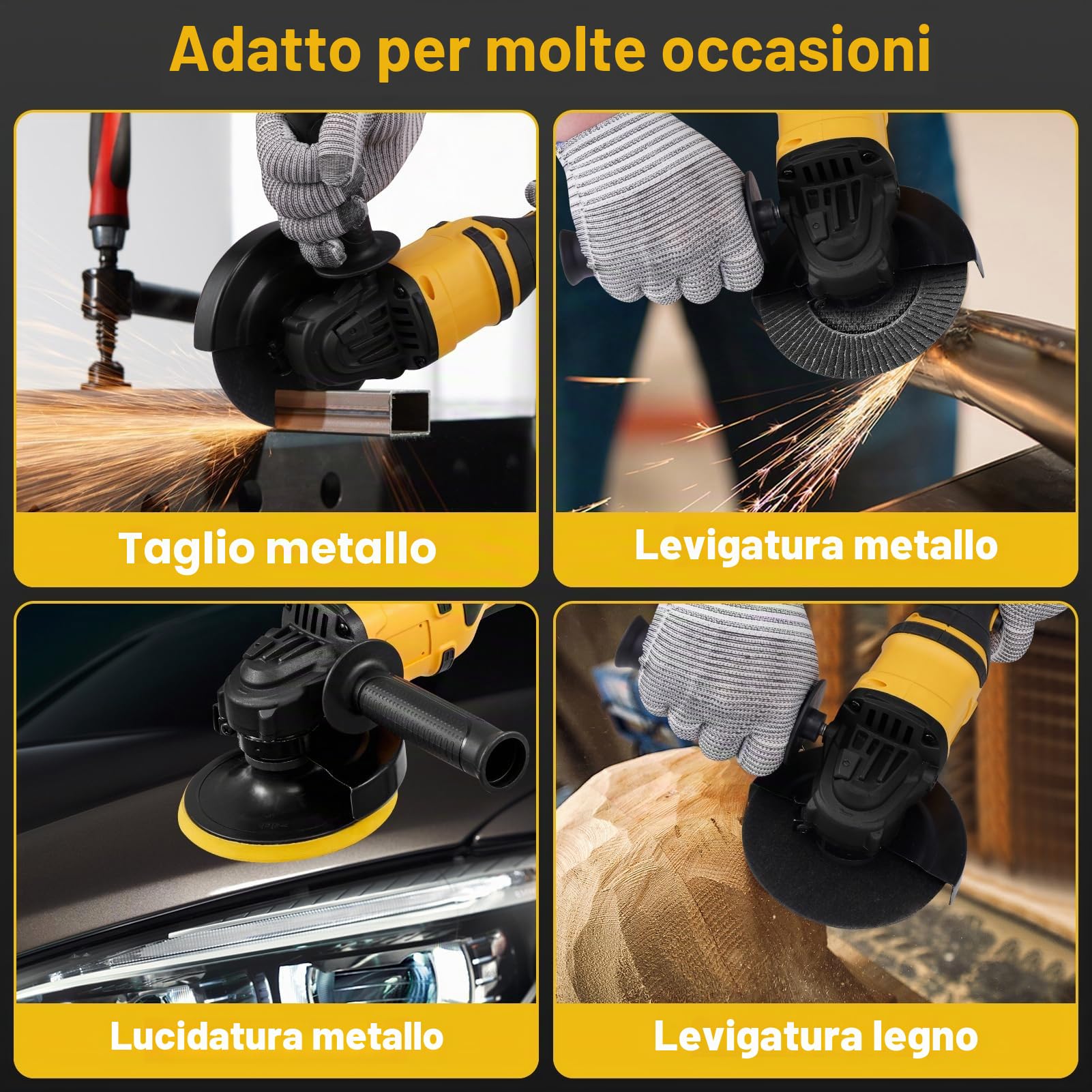 Smerigliatrice angolare a batteria da 21 V con motore brushless, batteria e caricabatterie, dischi da taglio da 125 mm per separare, levigare e lucidare, 30.000 giri/min (due batterie)