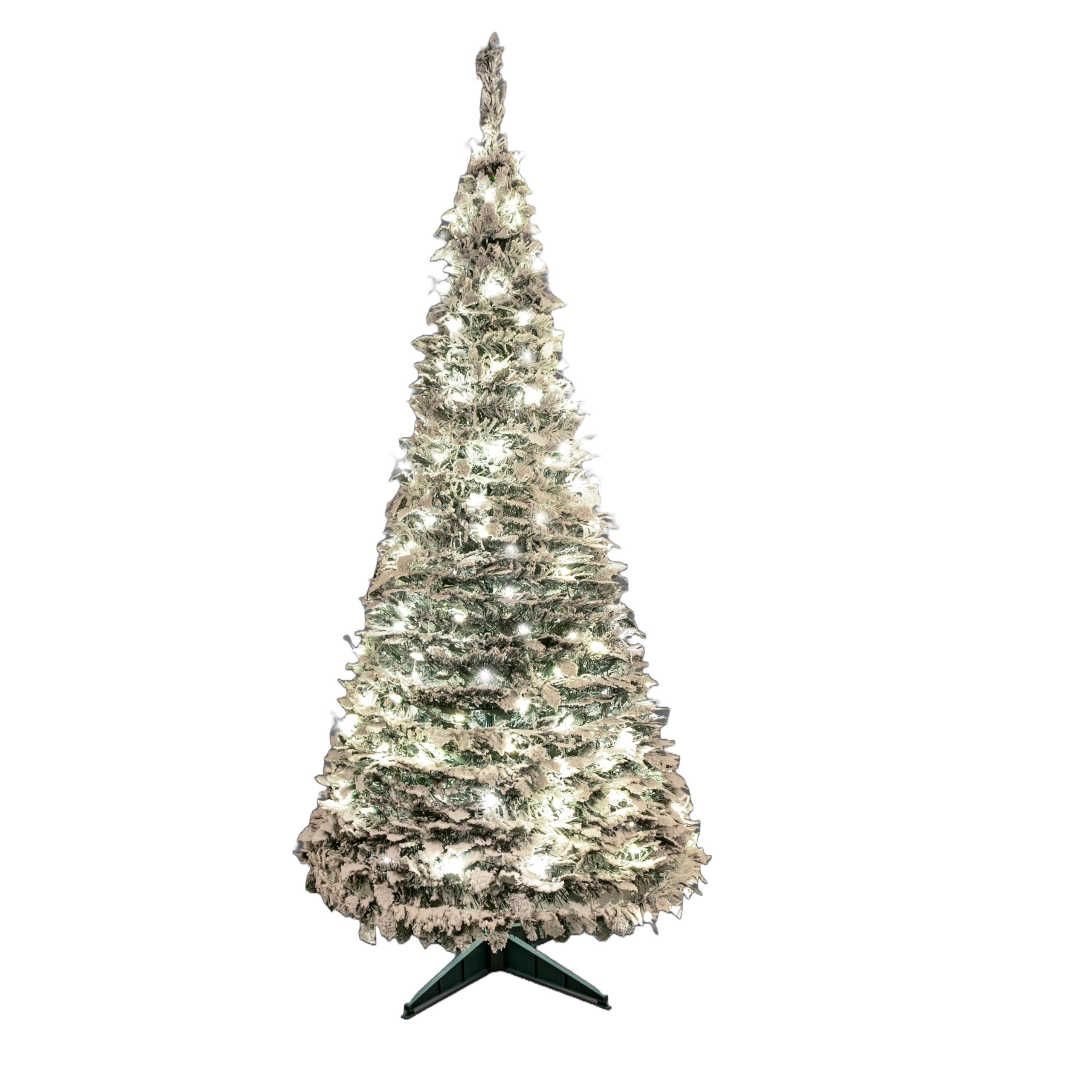 SHATCHI Beleuchteter Weihnachtsbaum für den Innenbereich, 1,2 m - 1,8 m, warmweiß, batteriebetrieben, Stechpalmenbeflockt, 1,5 m
