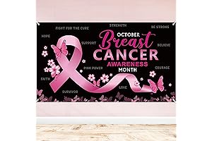 ANGOLIO XtraLarge Breast Cancer Awareness Pink Ribbon Pattern Backdrop Decorations