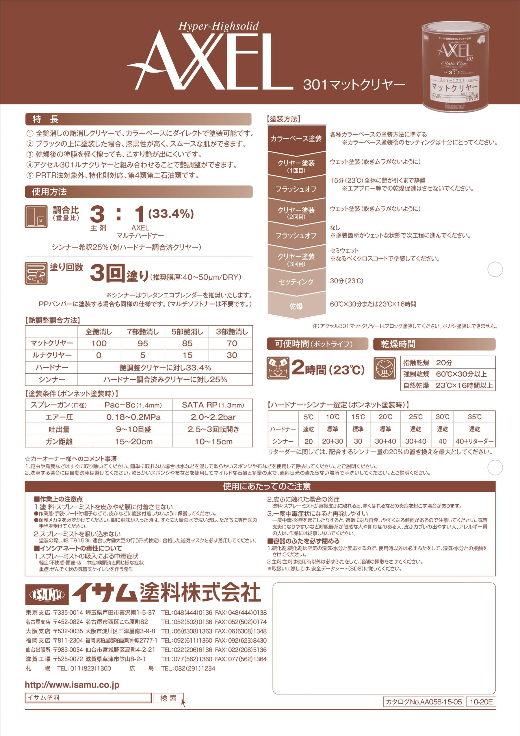 Amazon.co.jp: アクセル301マットクリヤー 0.9L / イサム塗料 自動車用