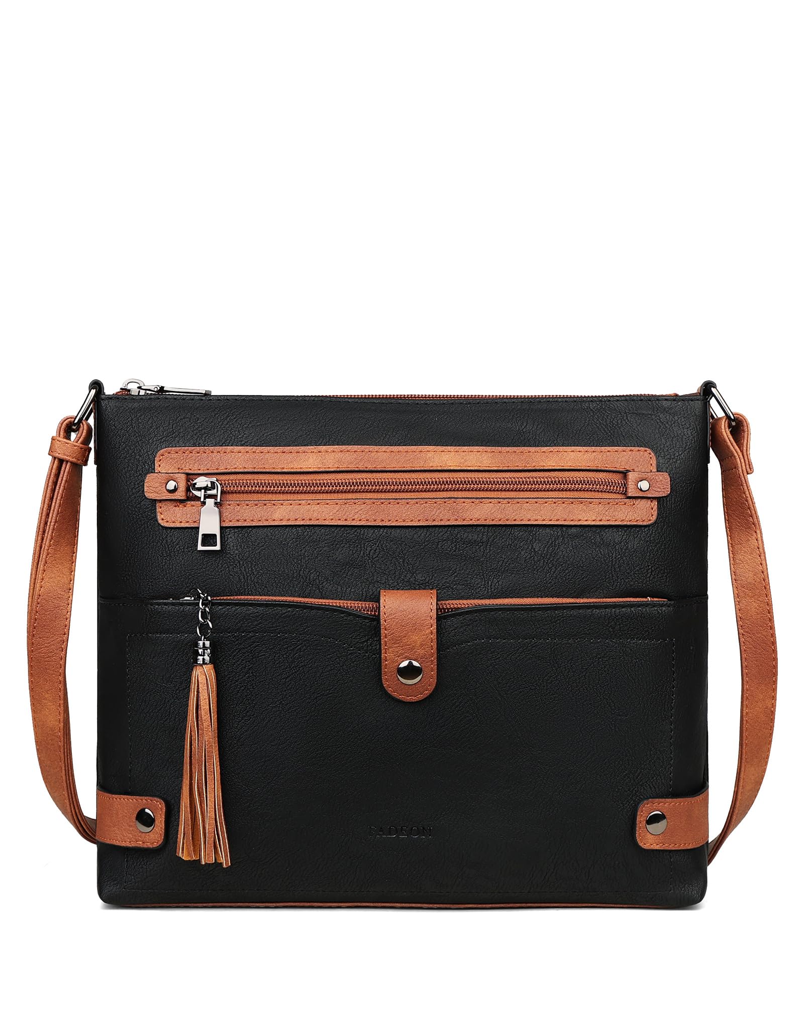 FADEON Large Crossbody Purses for Women Crossbody Bag Designer Leather Cross Body Purses Multi Pocket Shoulder Bag