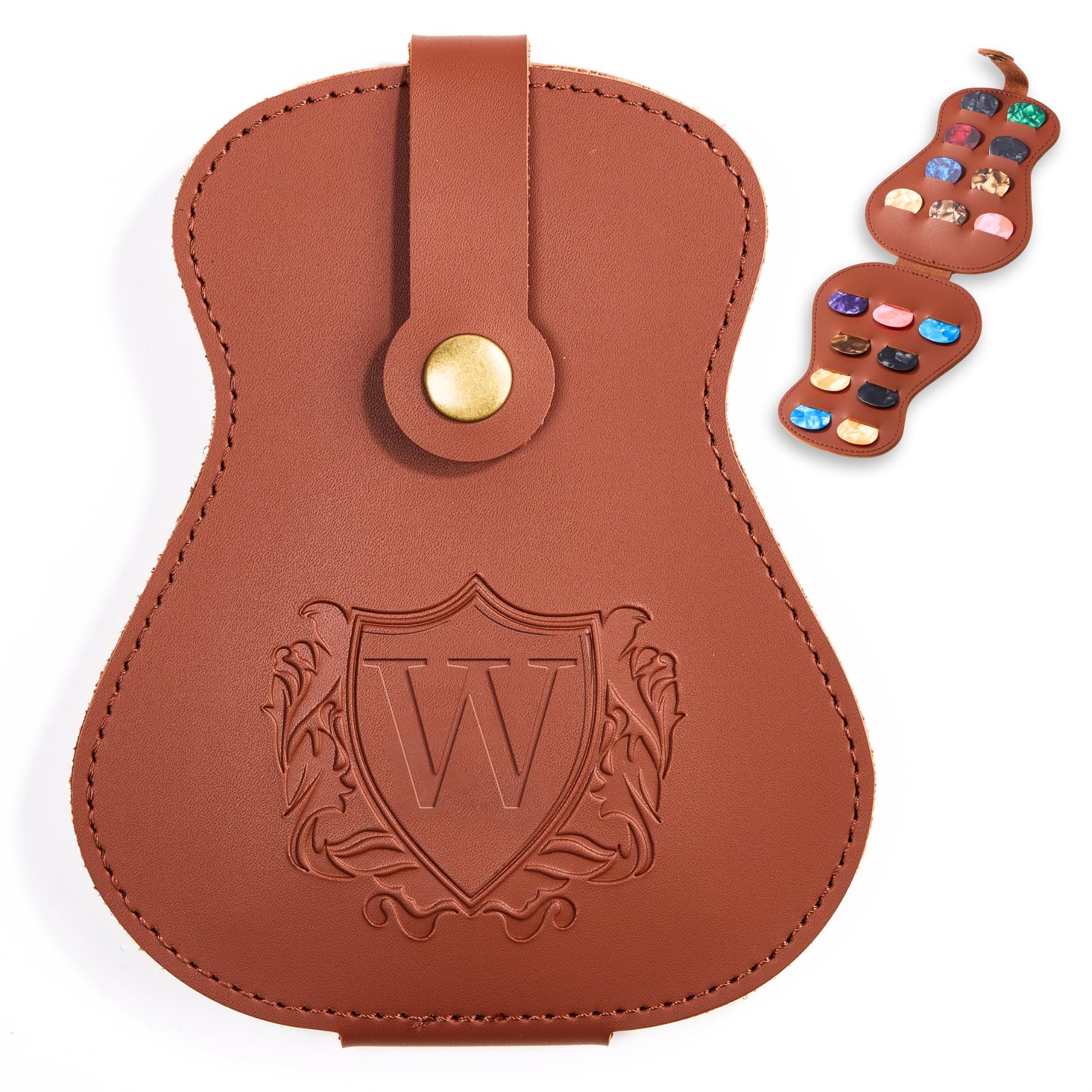 InnoBeta Personalized Guitar Picks Holder for Men, Women, PU Leather Guitar Gifts Plectrums Bag with Initials for Guitar Players, Lovers, Teacher - W