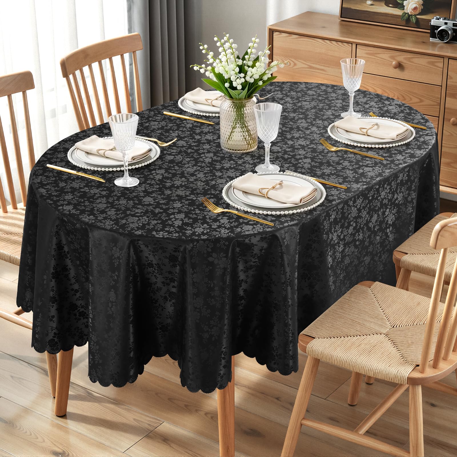 Smiry Oval Waterproof Heavy Duty Vinyl Tablecloths, 52 x 70 Inch