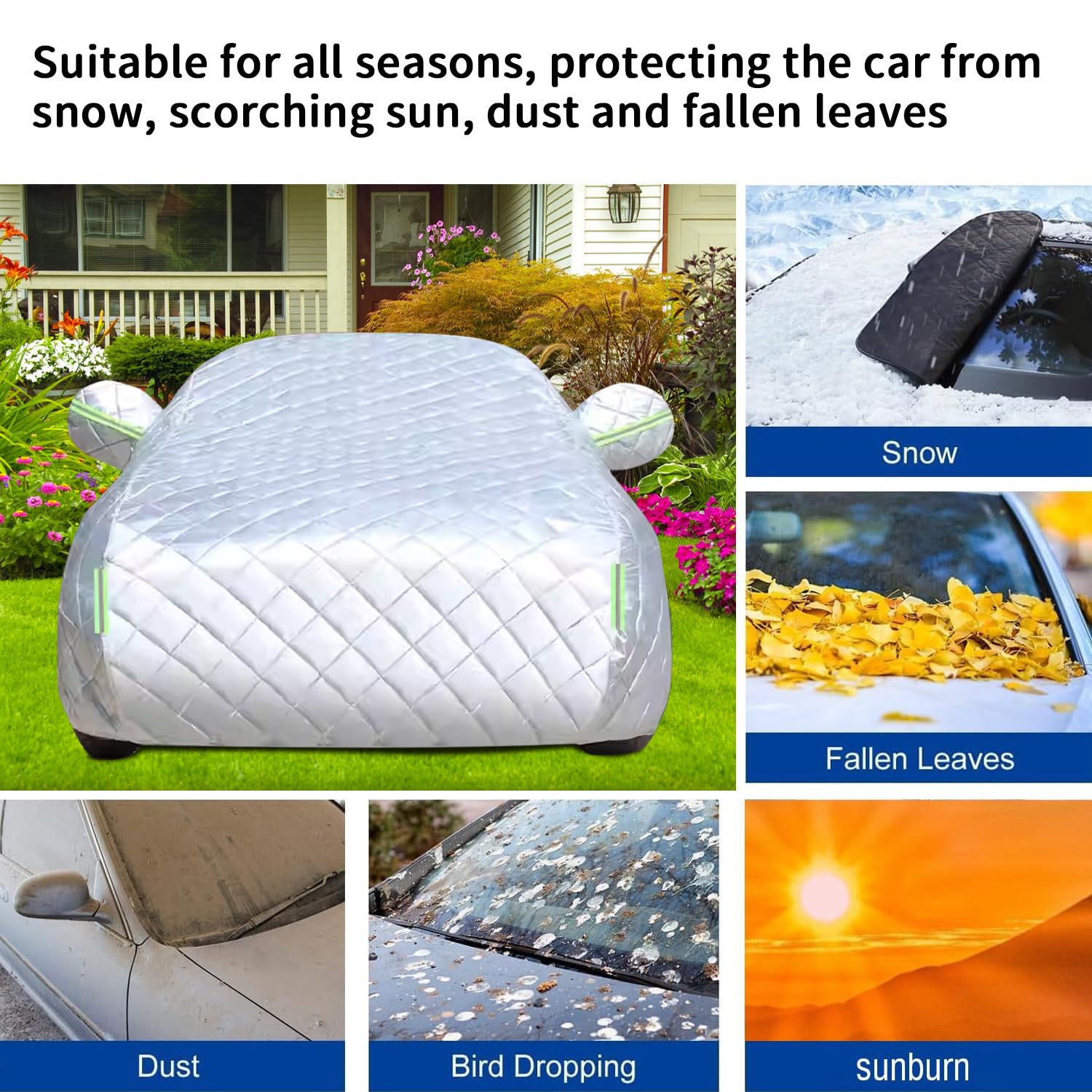 Telo Antigrandine per Auto, Copriauto Protezione con Corda Antivento, Impermeabile e Antigraffio Coperta per Berlina Sotto I 5 M (5,2 X 2,3 M)