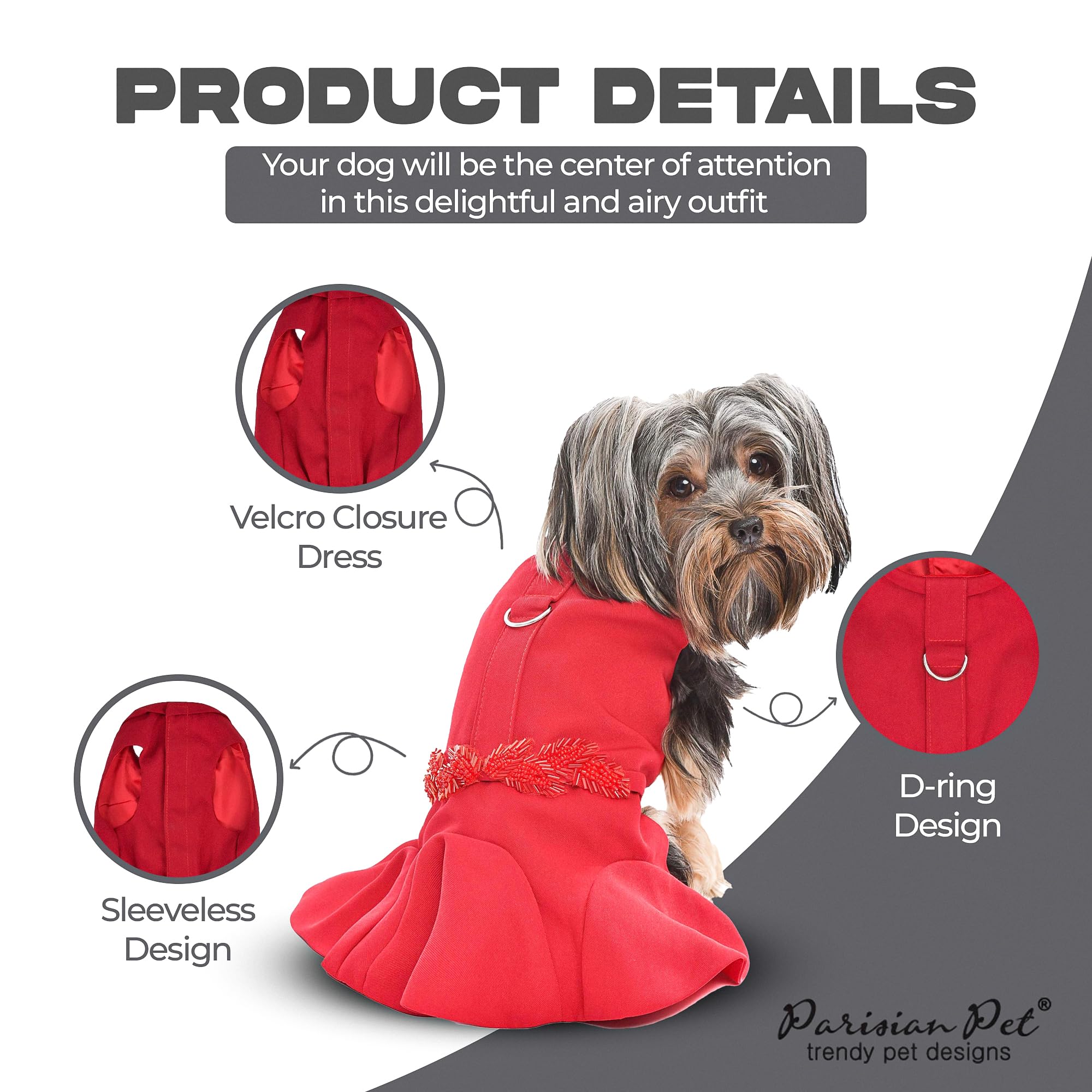 Amazon.com : Parisian Pet Red Dog Dress - Embellished Clothes for Large Dogs  Girl - Stylish Dog Wedding Outfit - Lightweight Summer Puppy Clothes -  Formal Pet Apparel - Elegant Holiday Dresses for Dogs : Pet Supplies