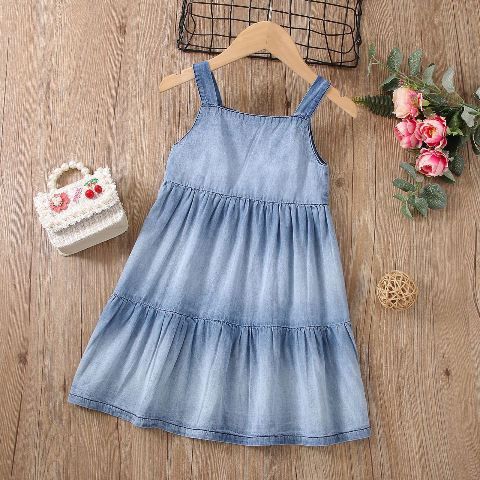 Amazon.com: KAGAYD Dress for Kids Girls Toddler Girls Sleeveless Solid Denim  Beach Dress Dance Party Princess Dresses Clothes Party Dress (Blue, 12-18  Months): Clothing, Shoes & Jewelry