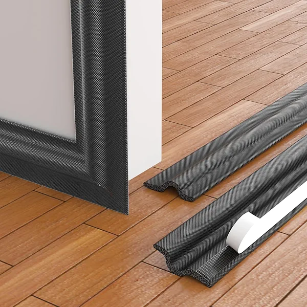 26 Feet Foam Door Weather Stripping Window Seal Strip for Door Gap Filler Bottom Side,Adhesive Weather Strip for Door Frame Seal Tape,Soundproofing Window Insulation Door Draft Stopper Gap Seal,Black