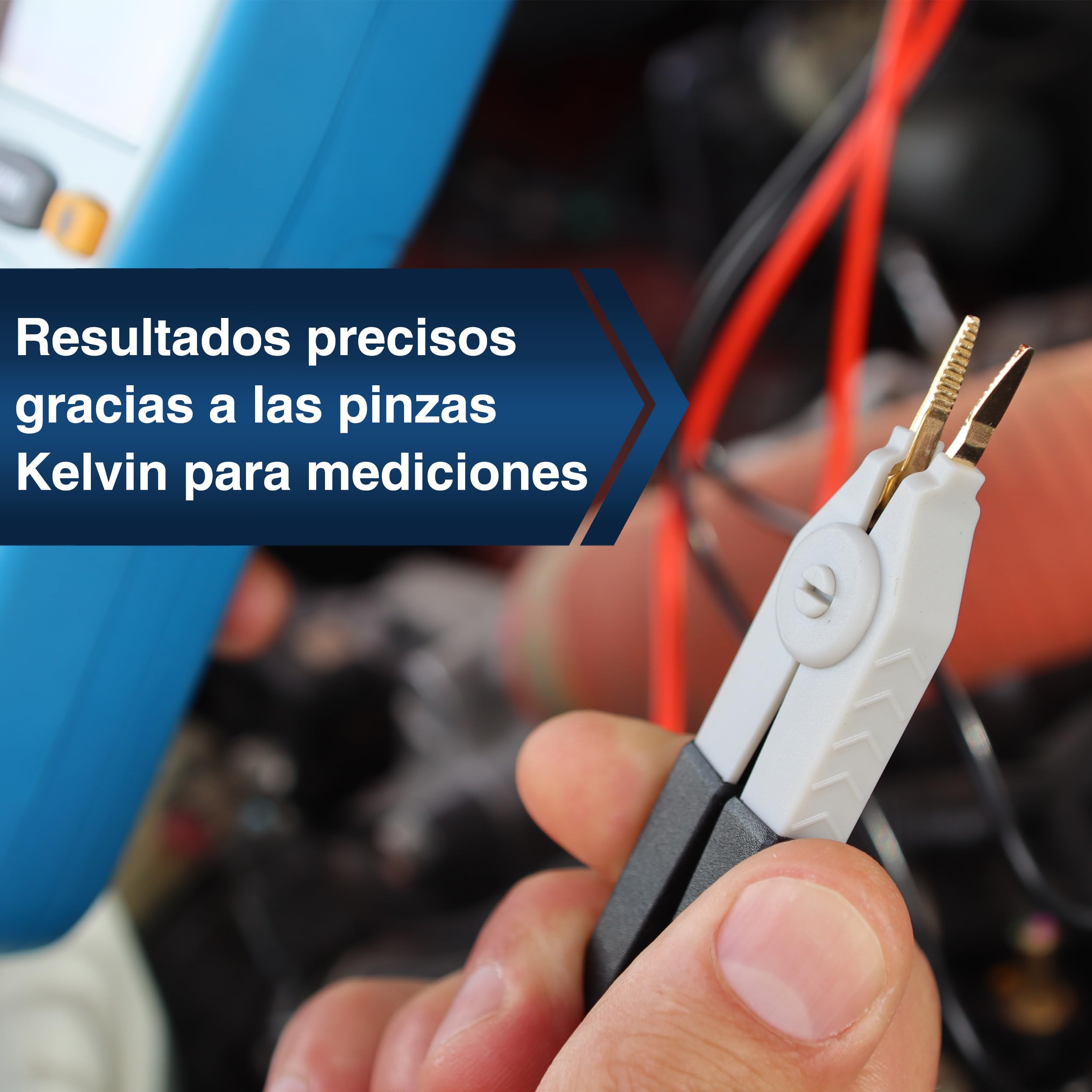 PeakTech 2705 Miliamperímetro digital CAT III 1000 V con cables Kelvin de 4 pines