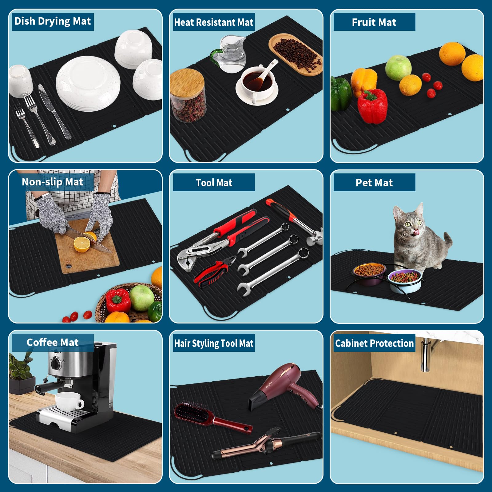 Tapis De Séchage À Vaisselle À Trois Volets, Extra Large, 61