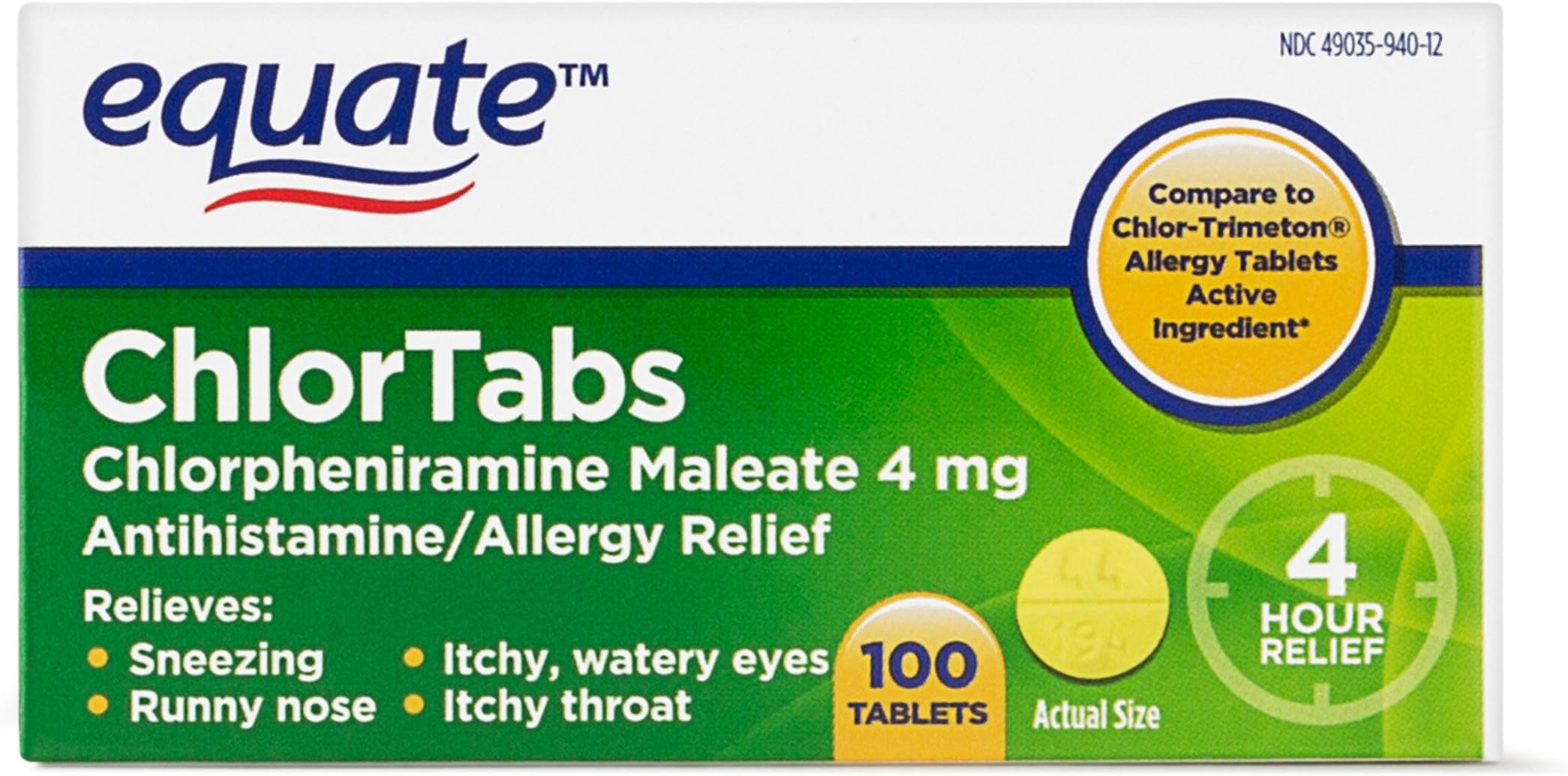 Equate: Chlortabs Tabletten Antihistamin (100 ct)