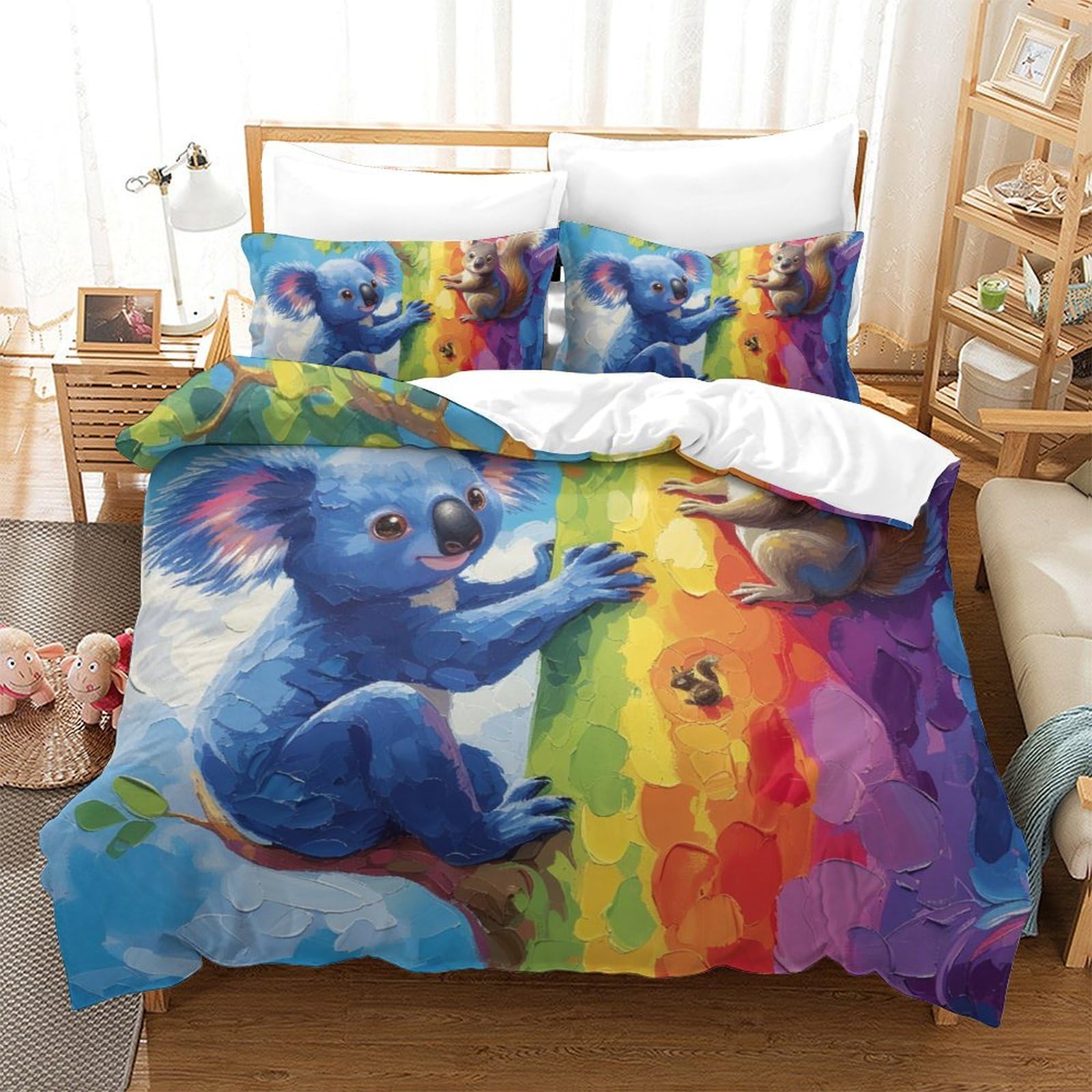 Housse de couette koala king size en microfibre douce anti-plis et facile à laver