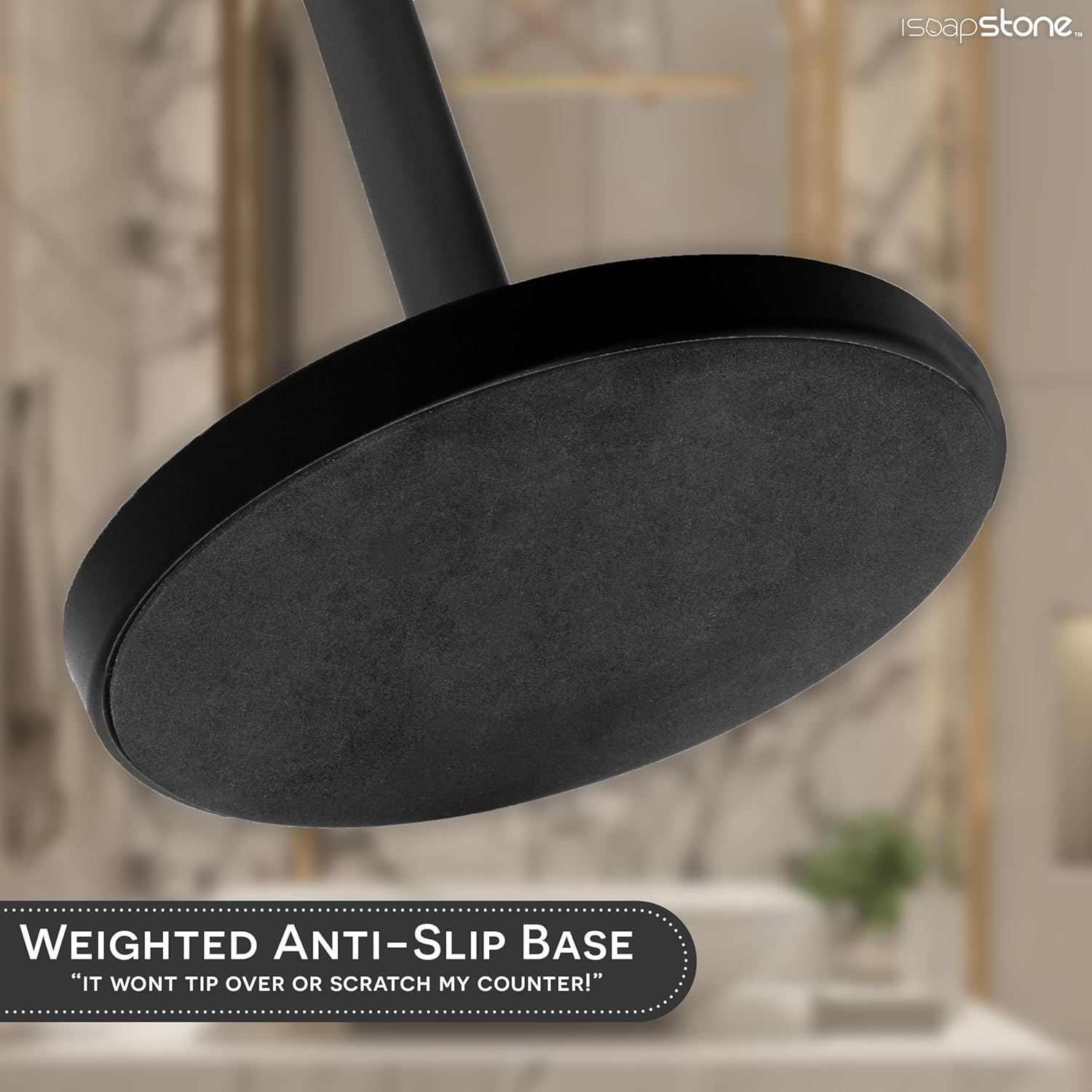 Luxury Hand Towel Holder Stand with Heavy Weighted Base, Matte Black Towel Rack, T-Shape, Freestanding Towel Stand for Bathroom Vanity or Kitchen Countertop, Waterproof Counter Organizer