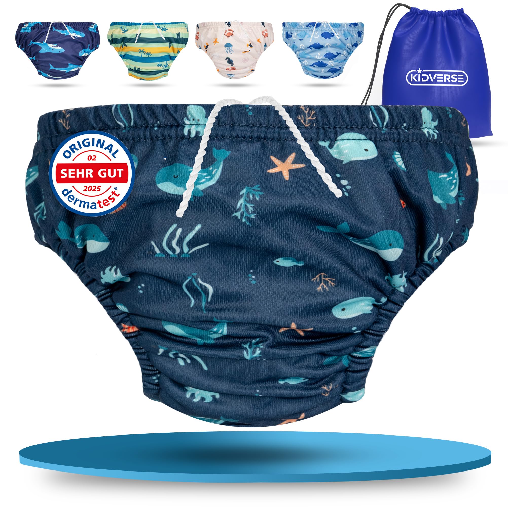 KIDVERSE Baby Swim Nappy Aged 1 to 2 Years - Reusable Nappies - Skin-Friendly & Highly Absorbent Swim Nappy - Baby Swimming Nappies with Pocket & Laundry Bag