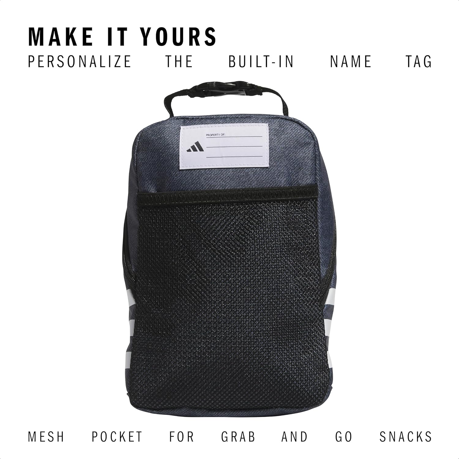 adidas Santiago Lunch Bag Cooler for Women and Men, Insulated Food Container Box with Mesh Pocket, Twill Onix Grey/Black, One Size - Image 4