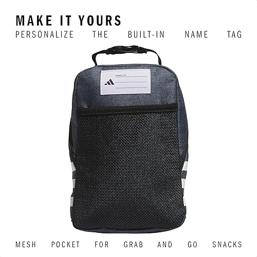 Miniatura 4 de adidas Santiago - Lonchera enfriadora para mujeres y hombres, caja aislada para alimentos con bolsillo de malla, color gris ónixnegro, talla única