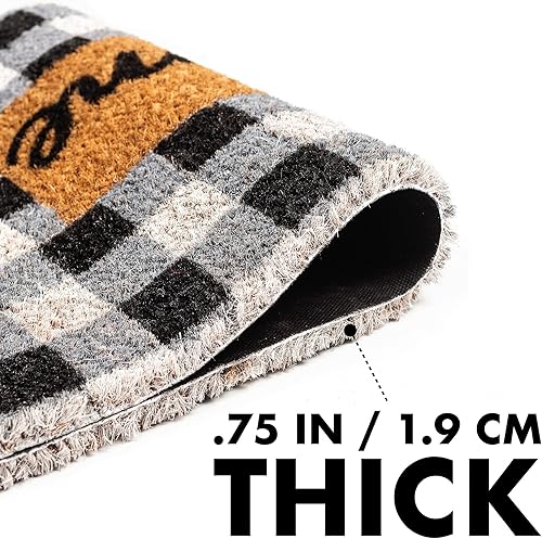 Miniatura 4 de NINAMAR Buffalo - Tapete de bienvenida a cuadros, fibra de coco natural, 29.5 x 17.5 pulgadas