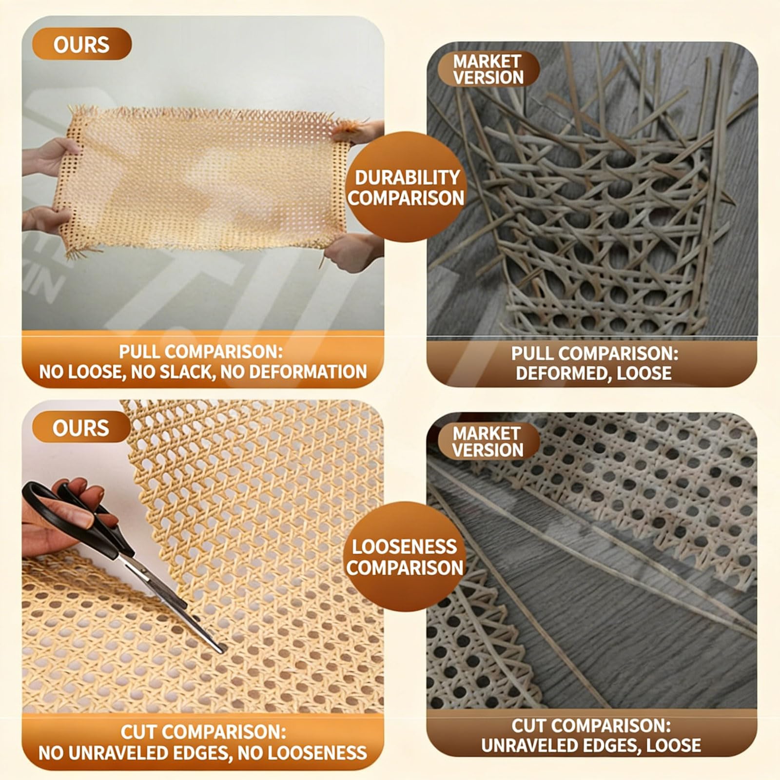 PE Rattan Gurtband Rolle Wiener geflecht Wasserdicht Handgemachtes Sternanis Rattan Möbeldekoration für Stühle Möbel Kommode Schrank schranktüren(Size:100x300cm,Color:Braun)