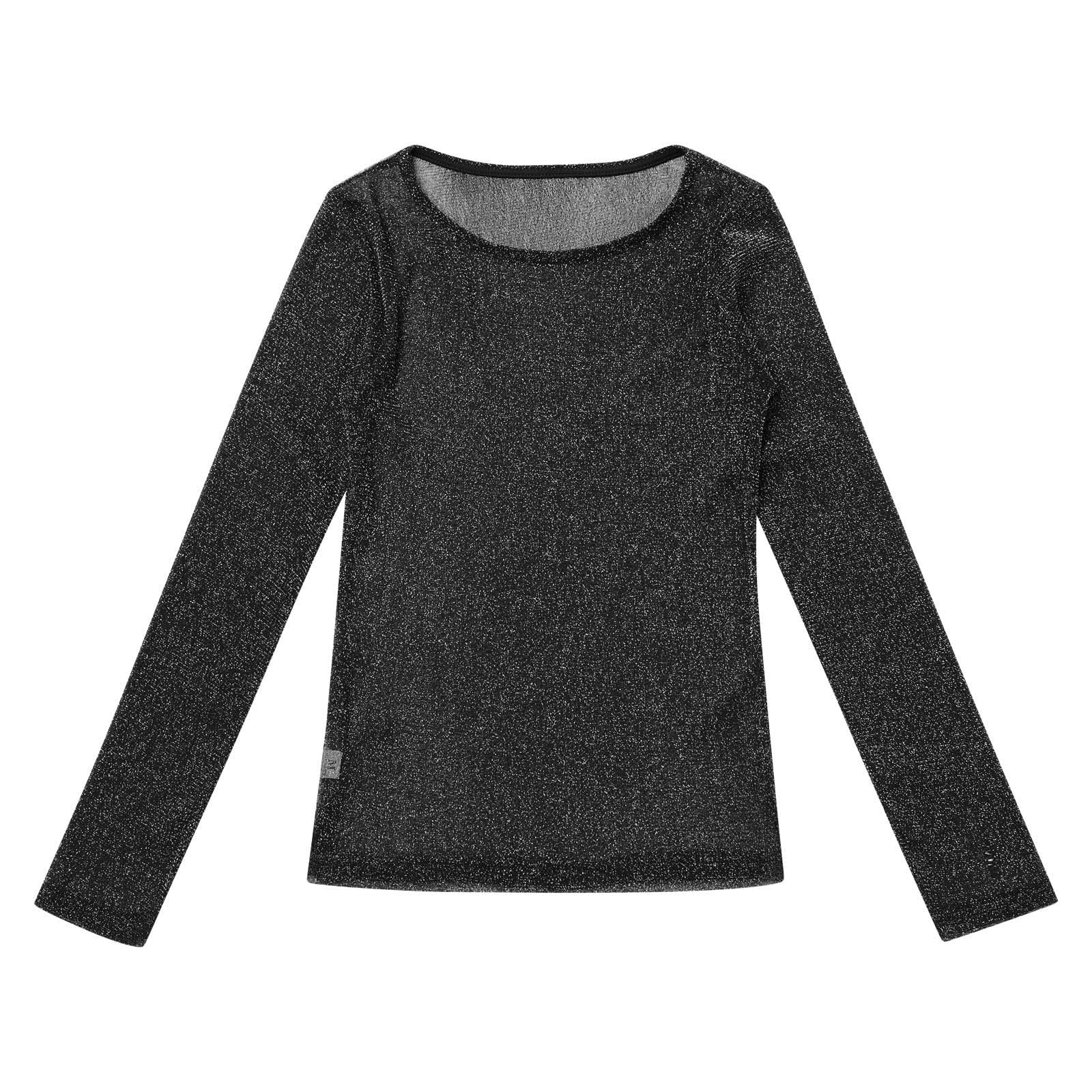 Camiseta Rejilla Mujer Transparente Manga Larga Elástica Body Y2k Rosa