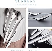 Vista 3 de 40-Piece Heavy Duty Silverware Set, TUNKENY Stainless Steel Solid Flatware Cutlery for 8, Durable Home Kitchen Eating Tableware Set, Mirror Polished