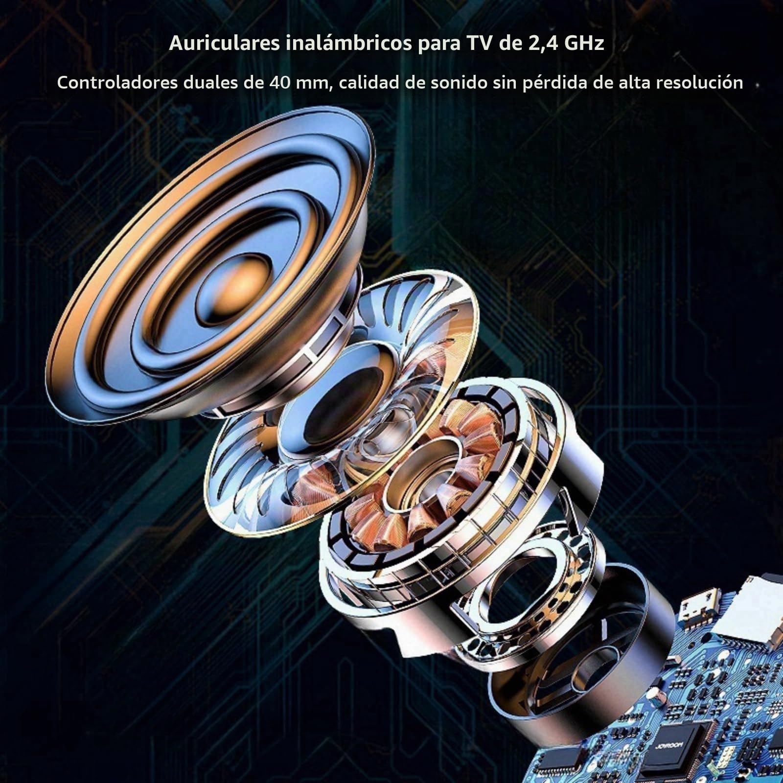 Auriculares Inalámbricos para TV, Auriculares para TV con Base de Carga para Transmisor, Cascos Supraurales para TV para Personas Mayores, Cascos Bluetooth con 50 Horas de Duración, Negro