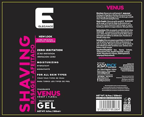 Miniatura 2 de E Elegance Barber Accessories - Gel de afeitar transparente para hombres o mujeres, fragancia dulce y floral Venus, la mejor solución de afeitado