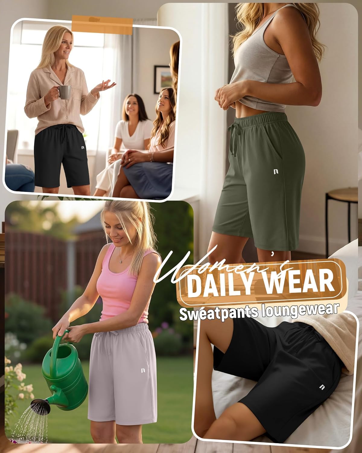 Neer 3 Pack Women's Quick Dry Shorts Women Drawstring High Waisted Bermuda Athletic Shorts with Pockets - Image 2