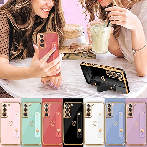Miniatura 4 de Likiyami Funda 3 en 1 para Samsung Galaxy S21 FE 5G4G con diseño de corazón para mujeres y niñas, bonita estética femenina de lujo, bonita con