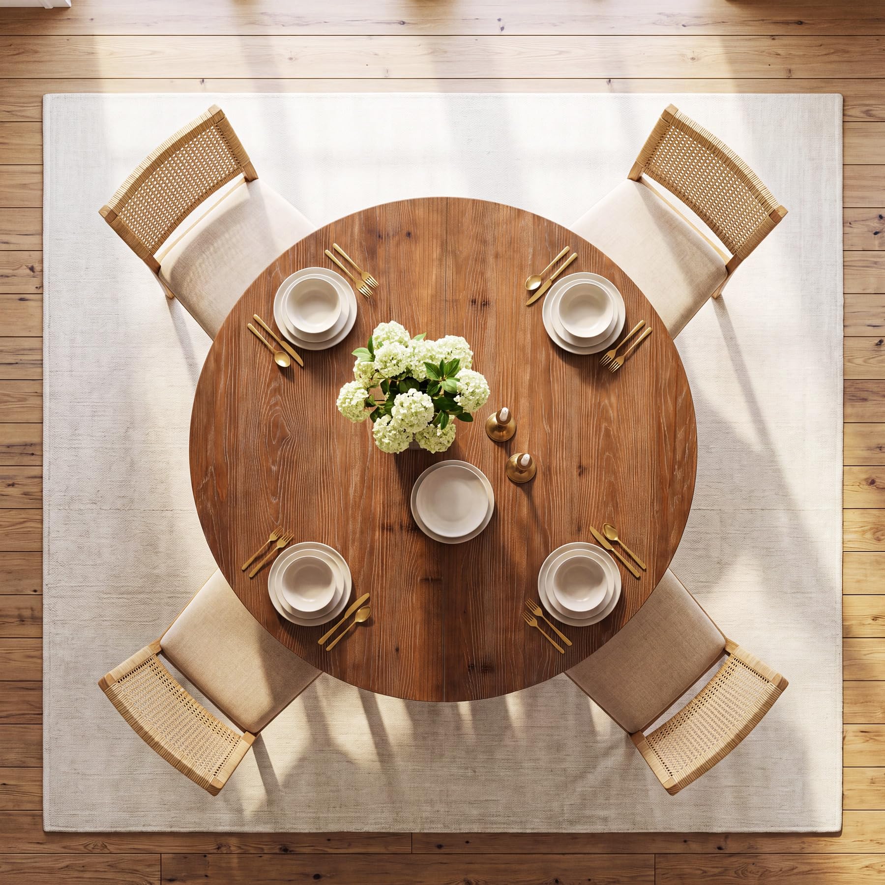 Rund Holz Esstisch, 100 cm, Landhausstil, für 2–4 Personen