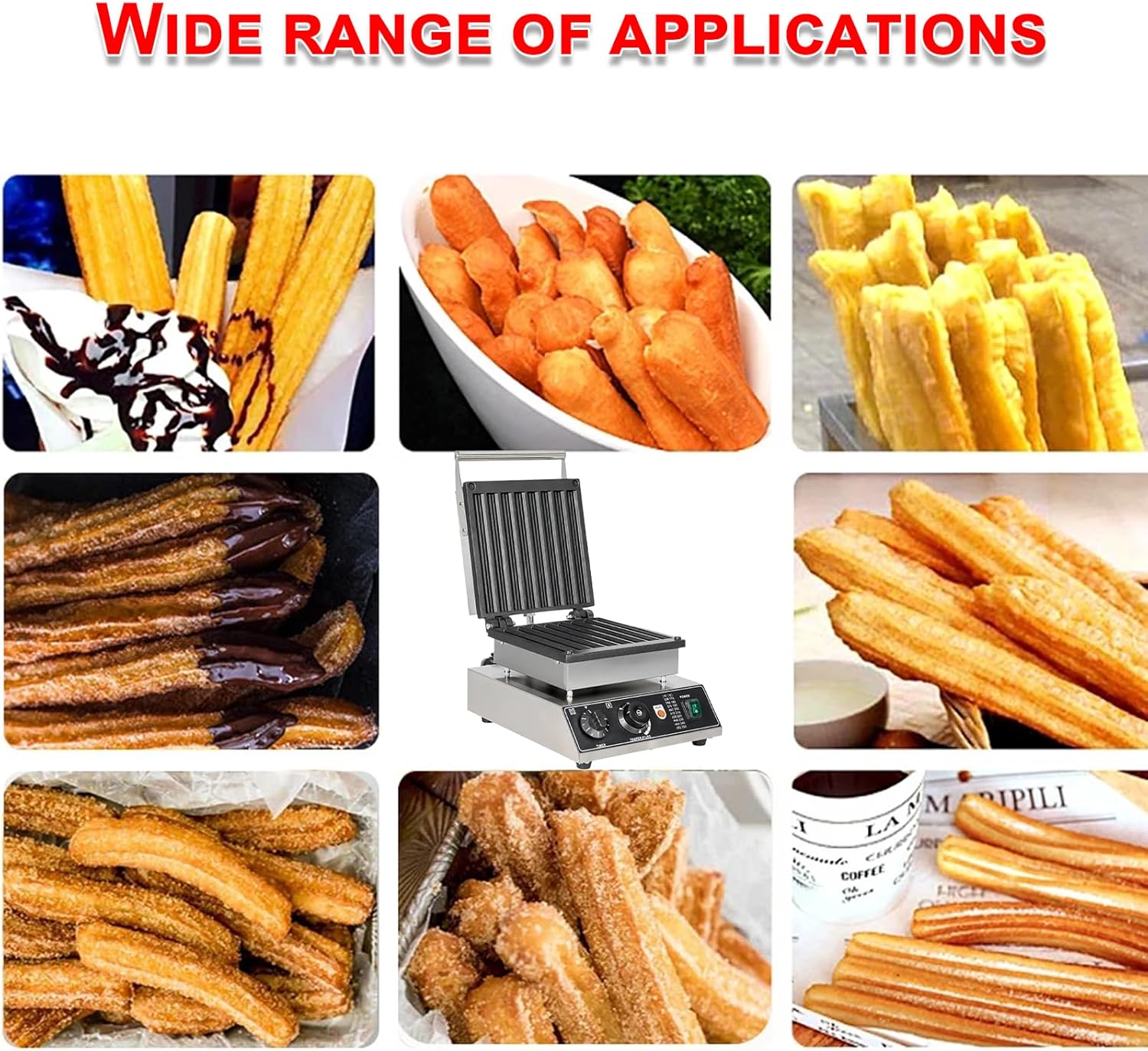 Electric Dough Stick Machine - Non-Stick Waffle Cone Maker, Temperature Control 50-300℃, Commercial Baking Equipment for Perfectly Crisped Dough Sticks and Cones