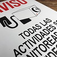 Vista 4 de TRADESAFE Señal de videovigilancia - Monitoreadas con la Videocámara Señal de Seguridad de Aluminio Español, Instalación Rápida, Reflectante de Luz